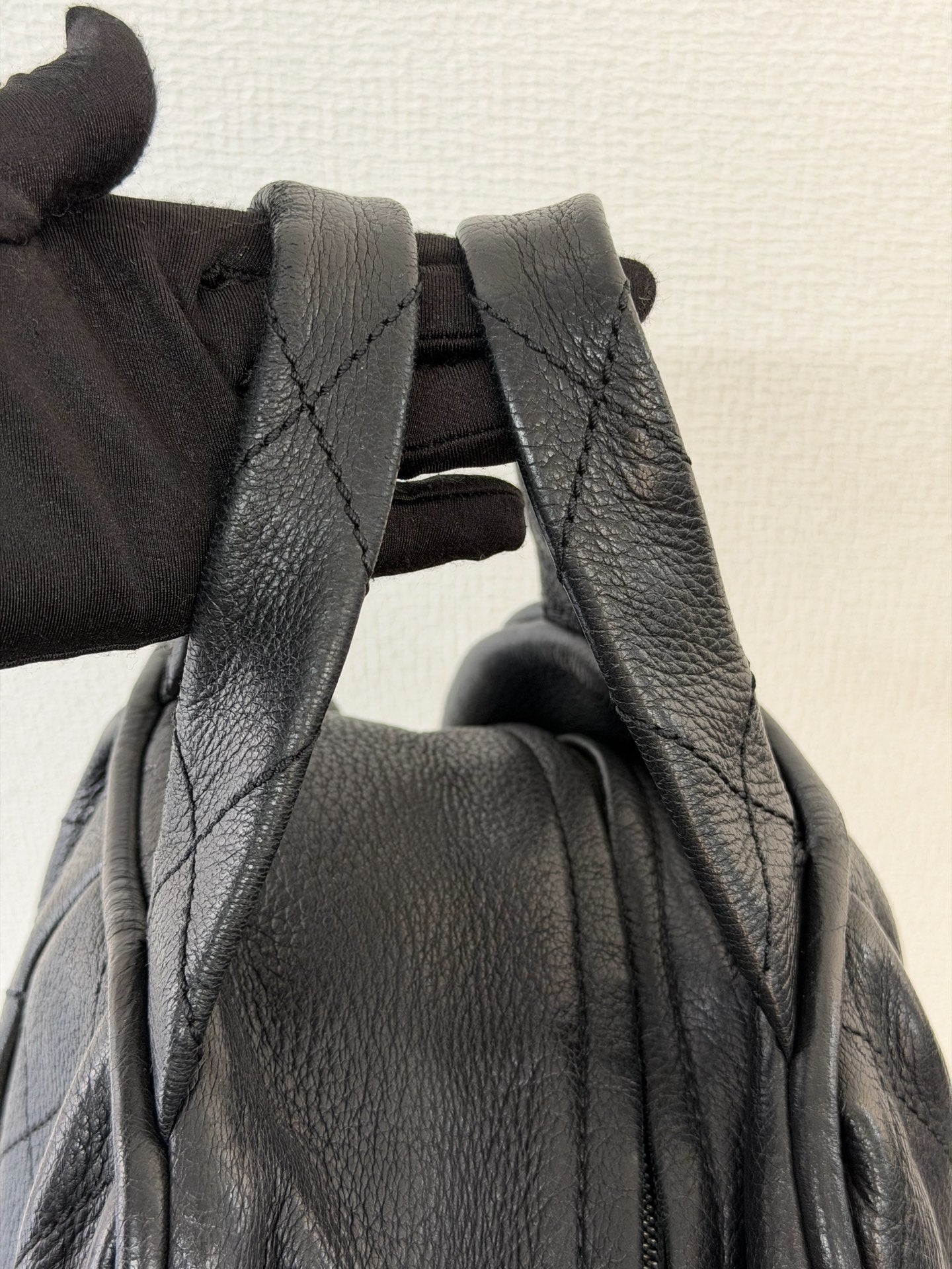 CHANEL Black Leather Bucket Handbag