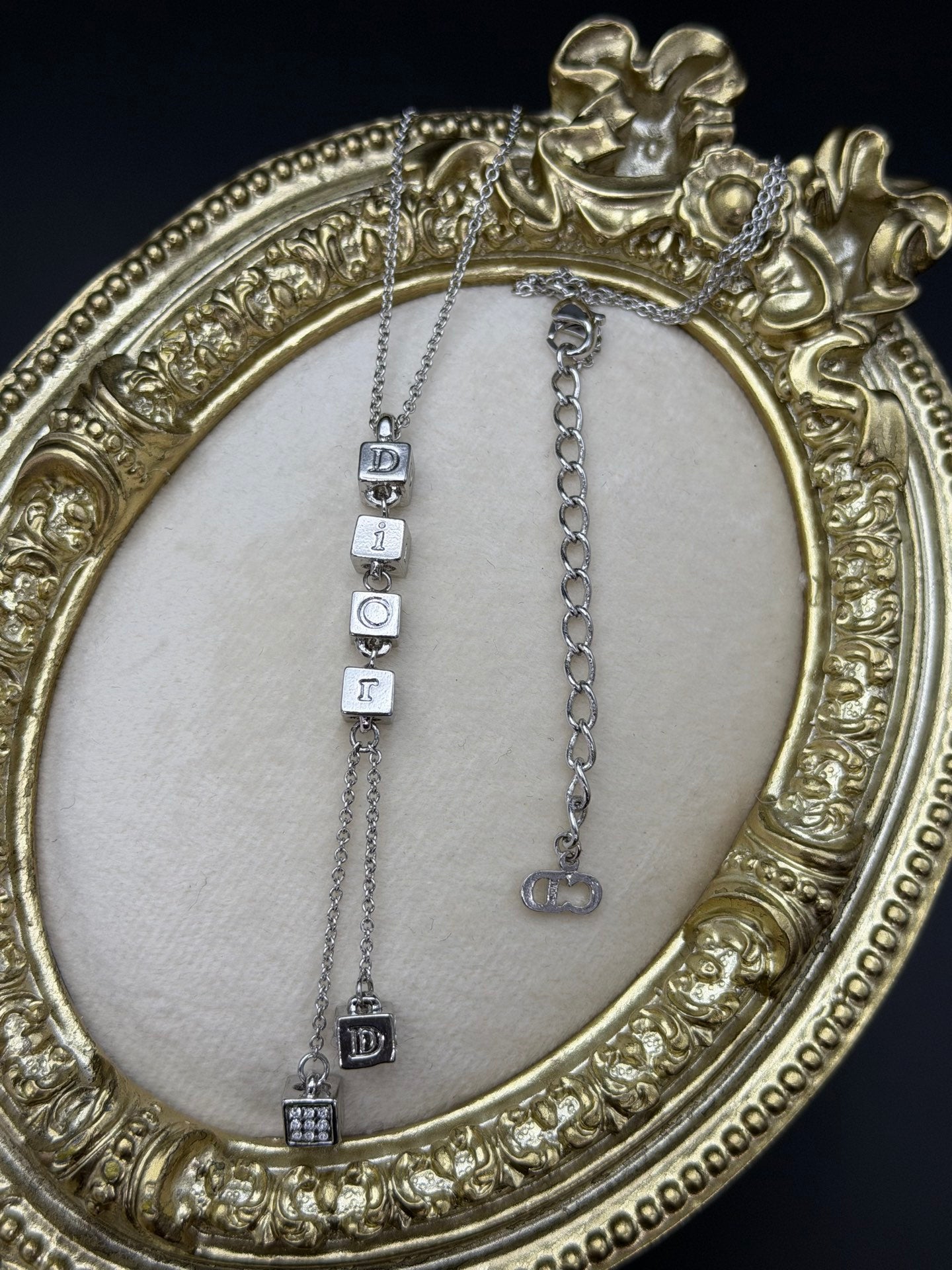 Christian Dior Alphabet Dice Charm Necklace