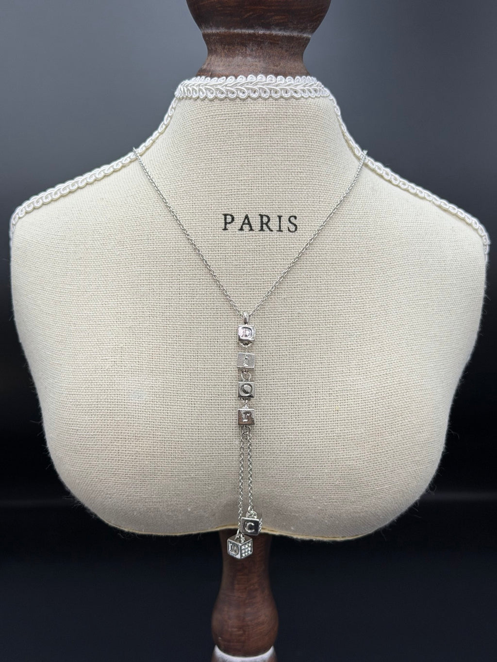 Christian Dior Alphabet Dice Charm Necklace