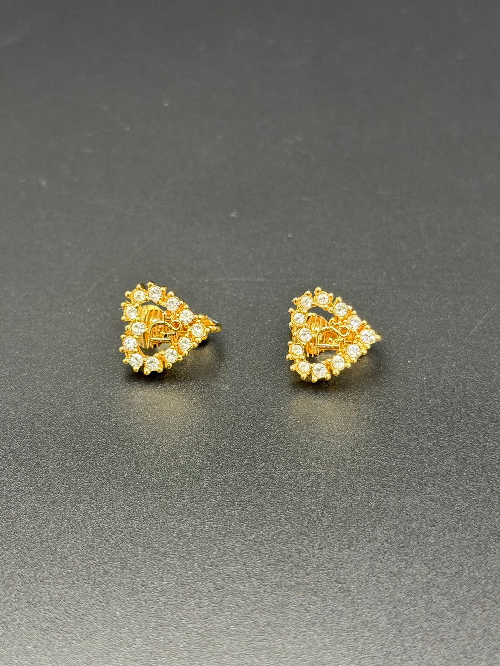 Christian Dior Heart Logo Rhinestone Earrings