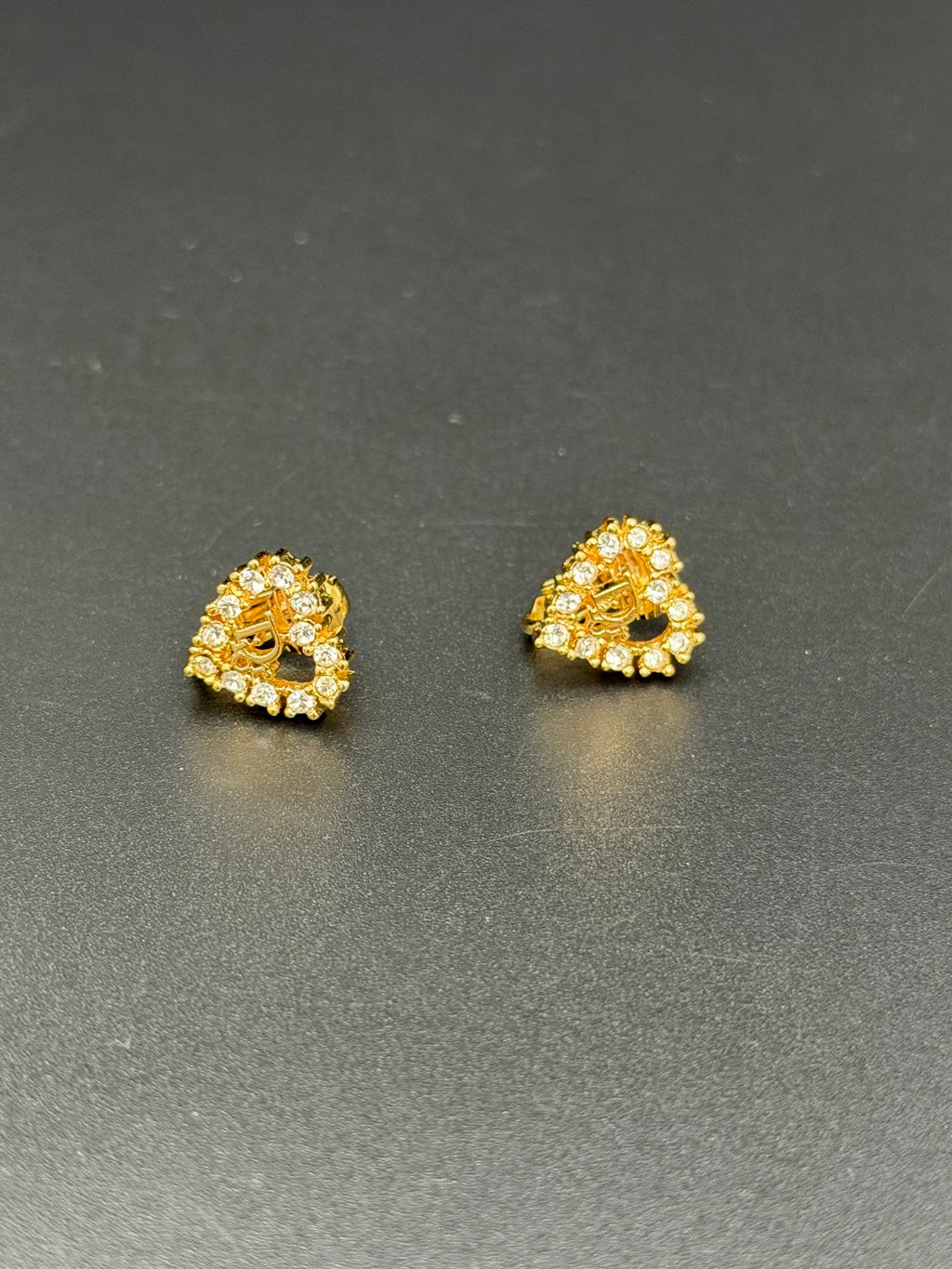 Christian Dior Heart Logo Rhinestone Earrings