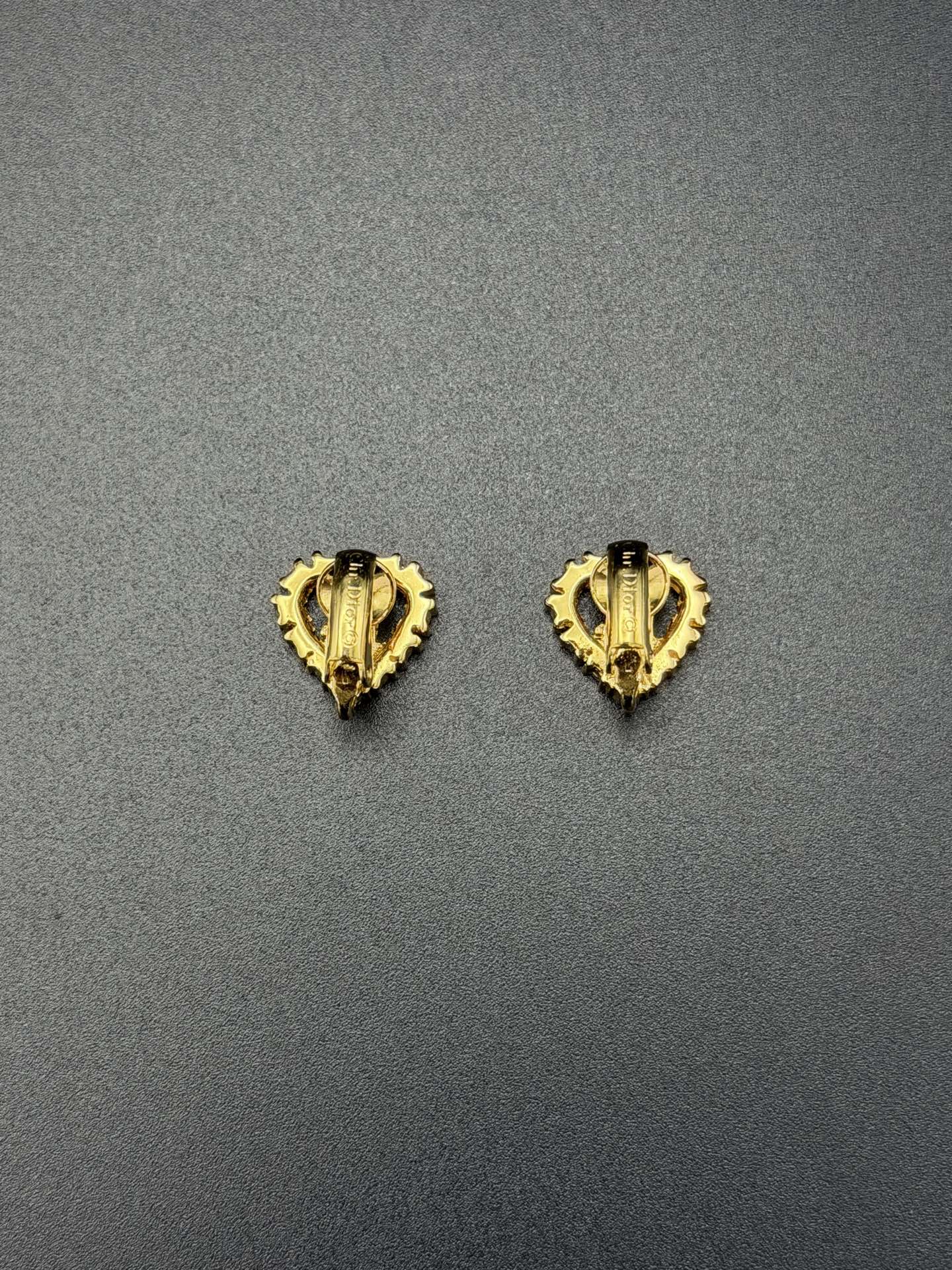 Christian Dior Heart Logo Rhinestone Earrings