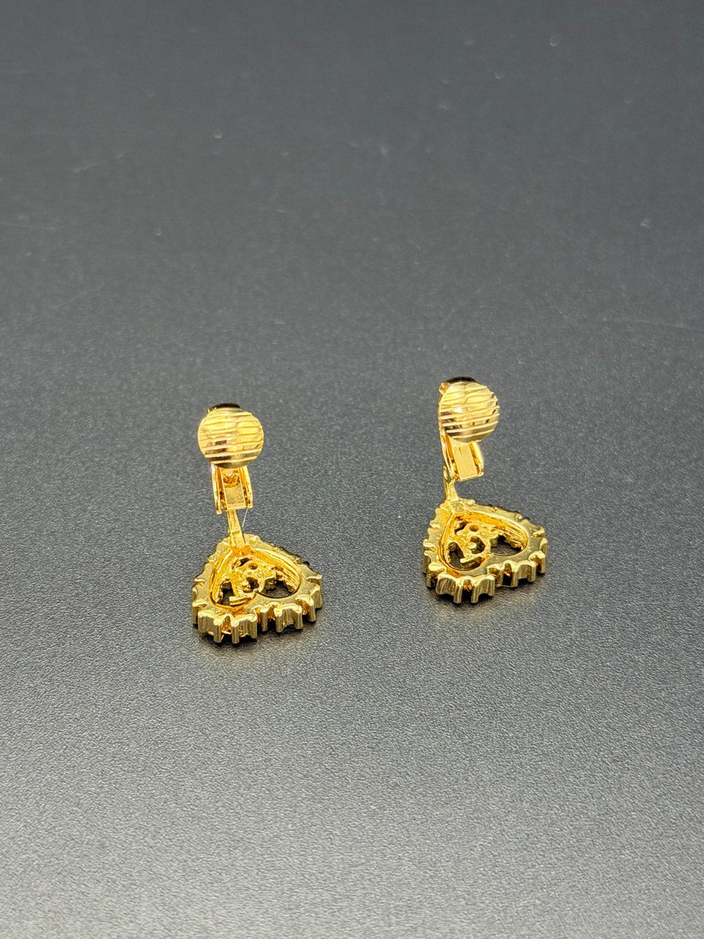 Christian Dior Heart Logo Rhinestone Earrings