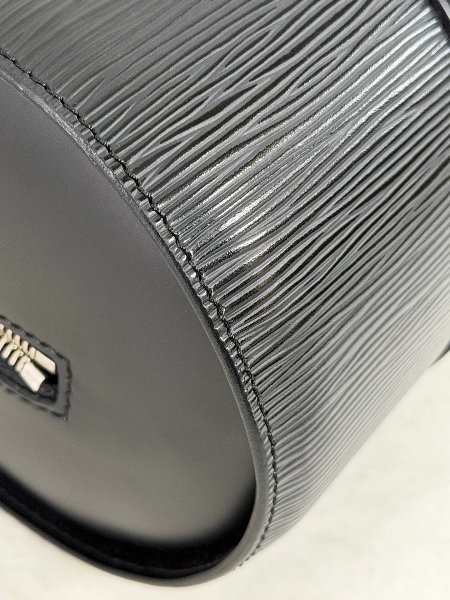 Louis Vuitton Soufflot Epi Handbag  Black Leather LV logo Engraved