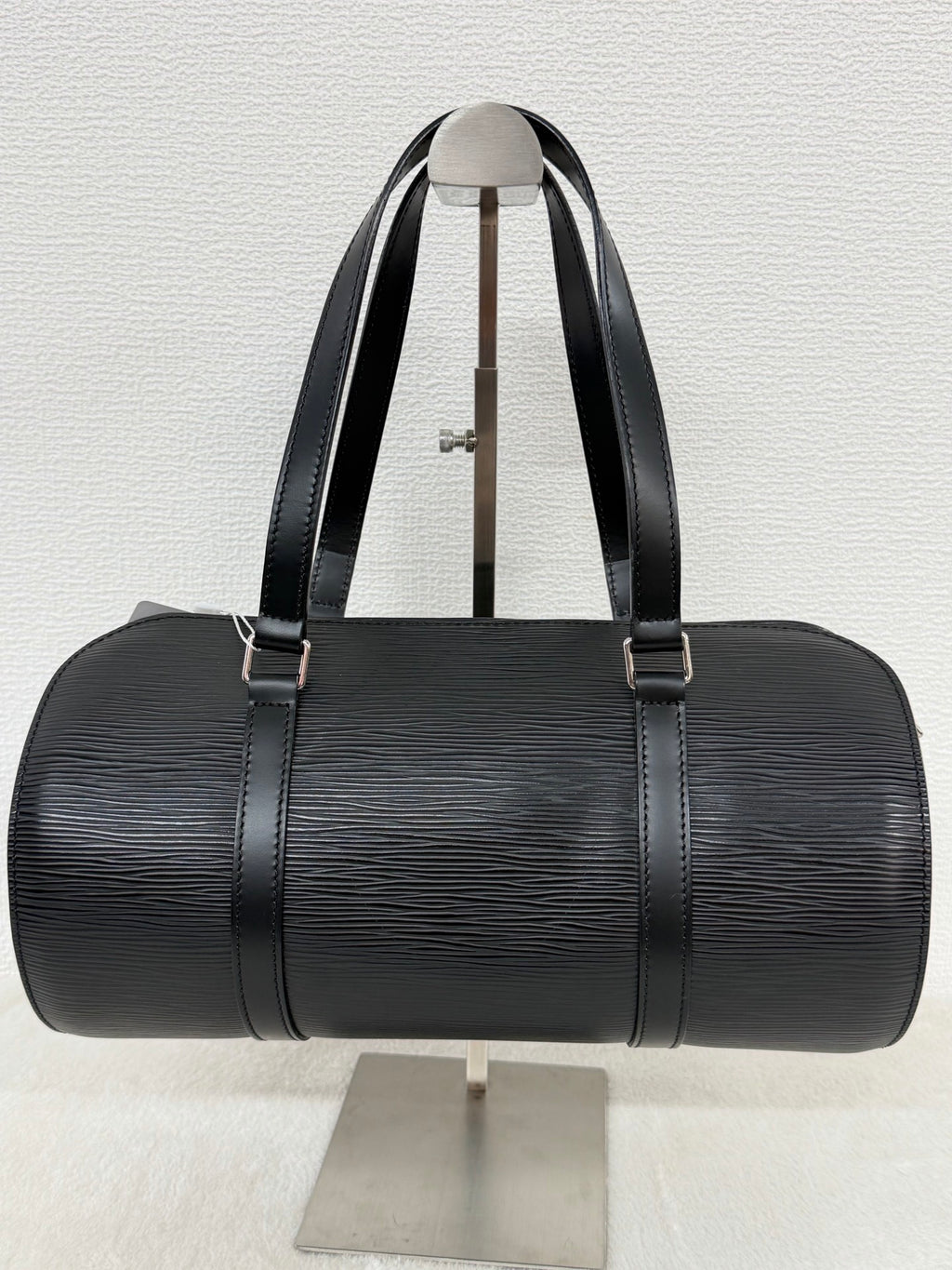 Louis Vuitton Soufflot Epi Handbag  Black Leather LV logo Engraved