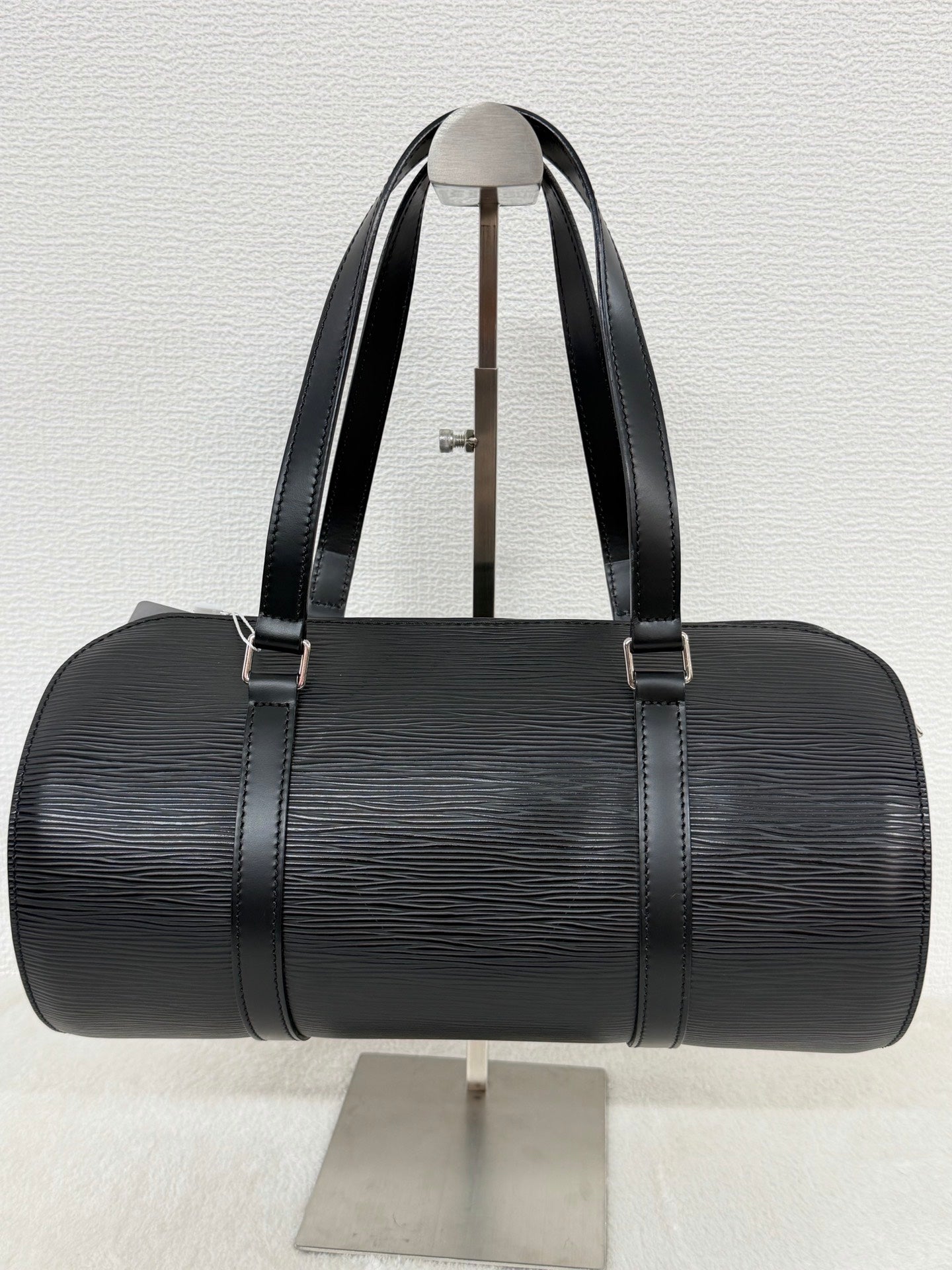 Louis Vuitton Soufflot Epi Handbag  Black Leather LV logo Engraved