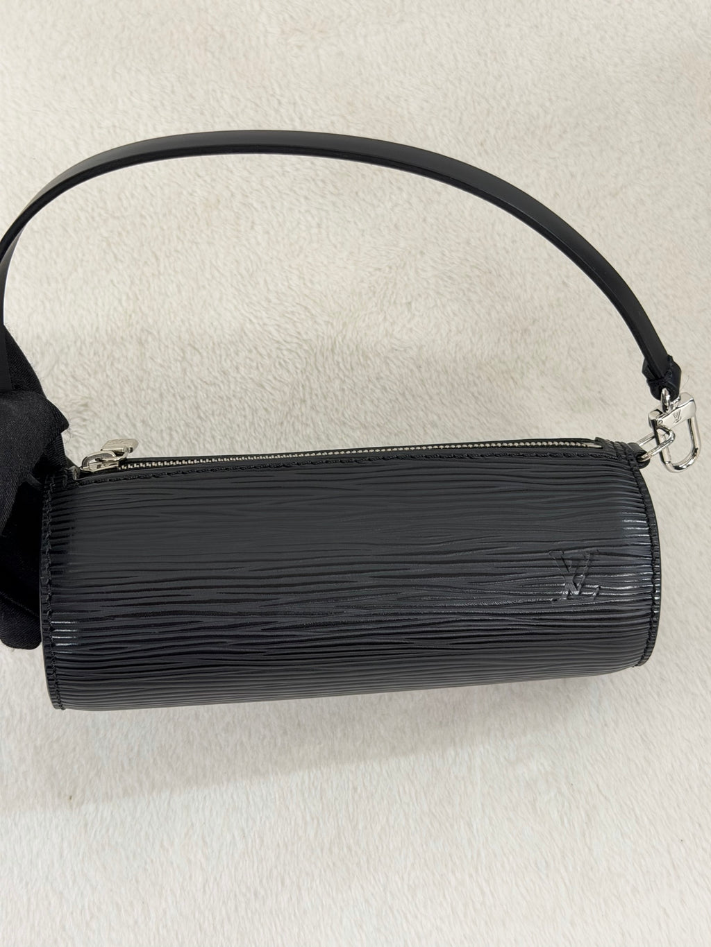 Louis Vuitton Soufflot Epi Handbag  Black Leather LV logo Engraved