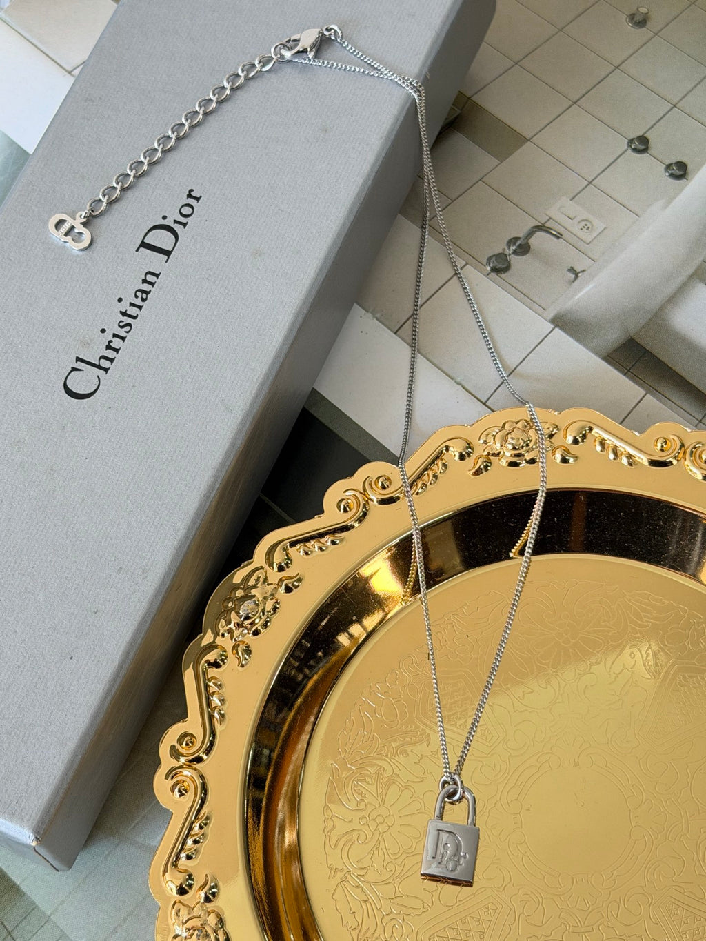 Christian Dior Padlock Pendant Necklace