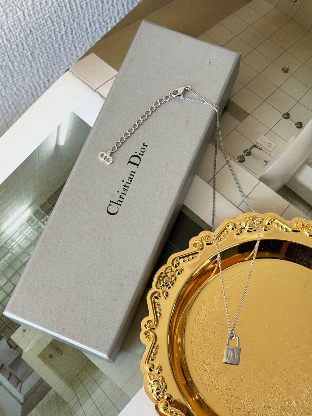 Christian Dior Padlock Pendant Necklace