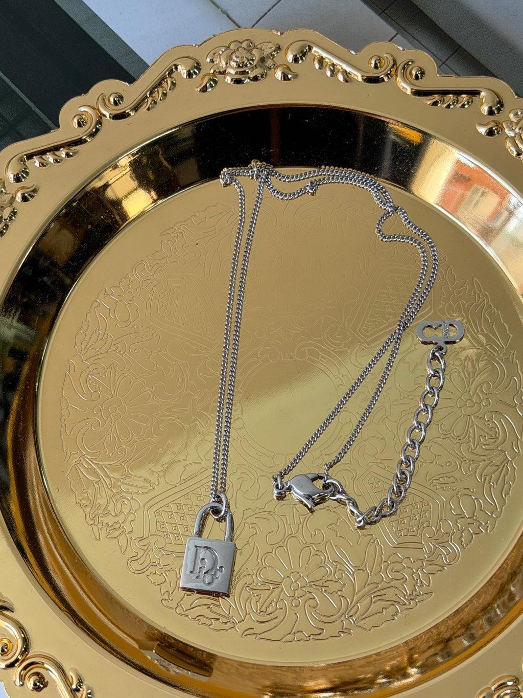 Christian Dior Padlock Pendant Necklace