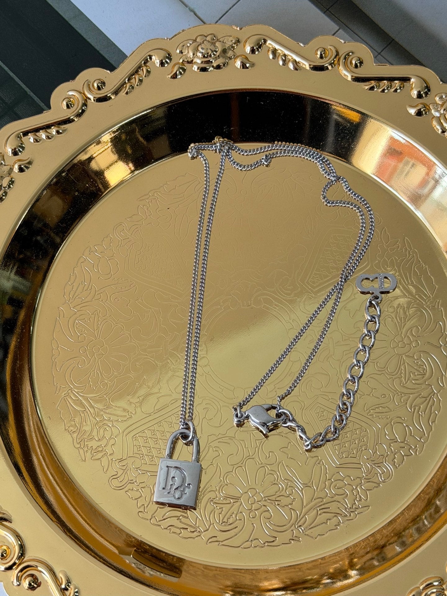 Christian Dior Padlock Pendant Necklace