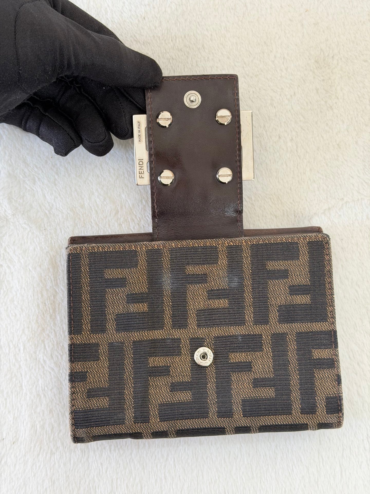 Fendi Zucca FF Flap Compact Wallet