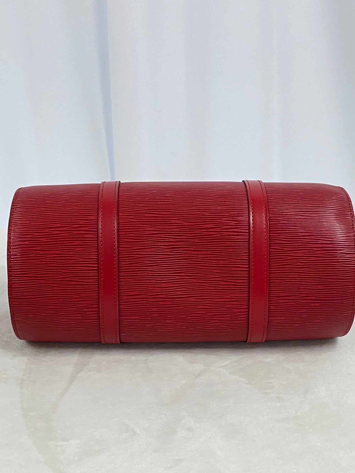 Louis Vuitton Soufflot Epi Handbag  Red Leather LV logo Engraved