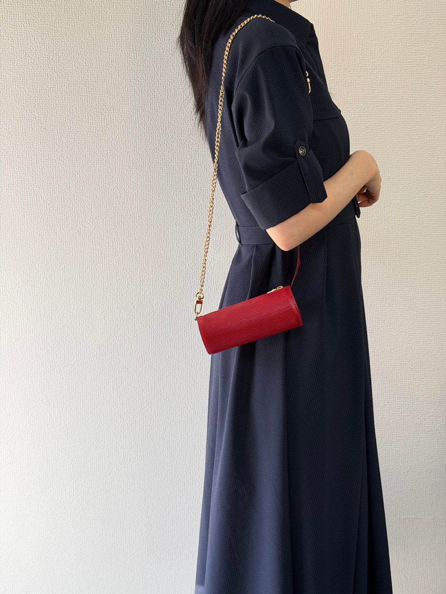 Louis Vuitton Soufflot Epi Handbag  Red Leather LV logo Engraved