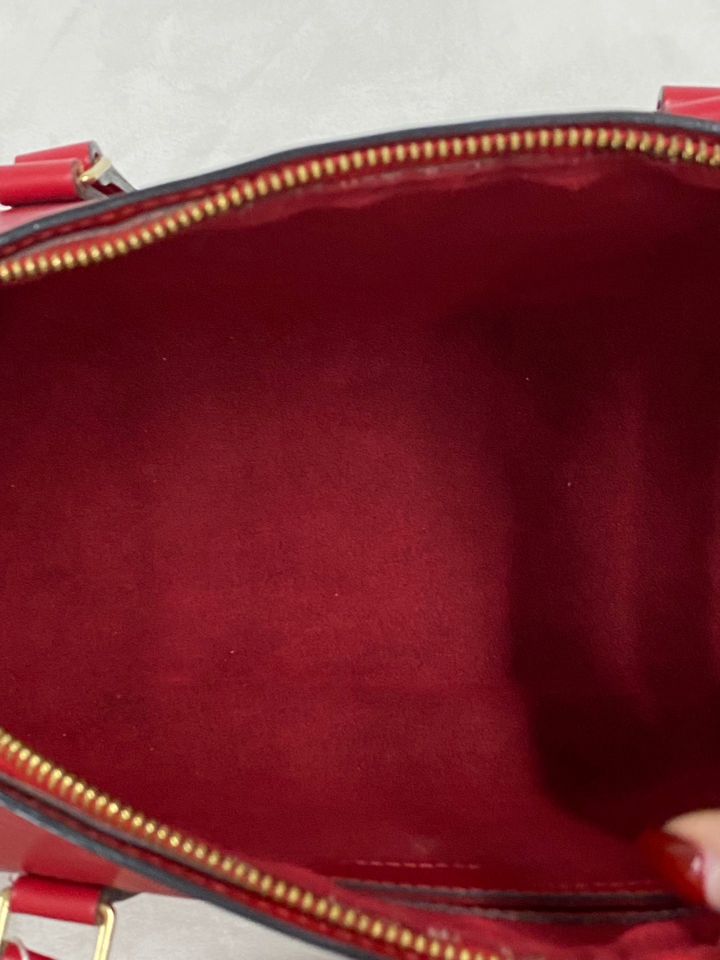 Louis Vuitton Soufflot Epi Handbag  Red Leather LV logo Engraved
