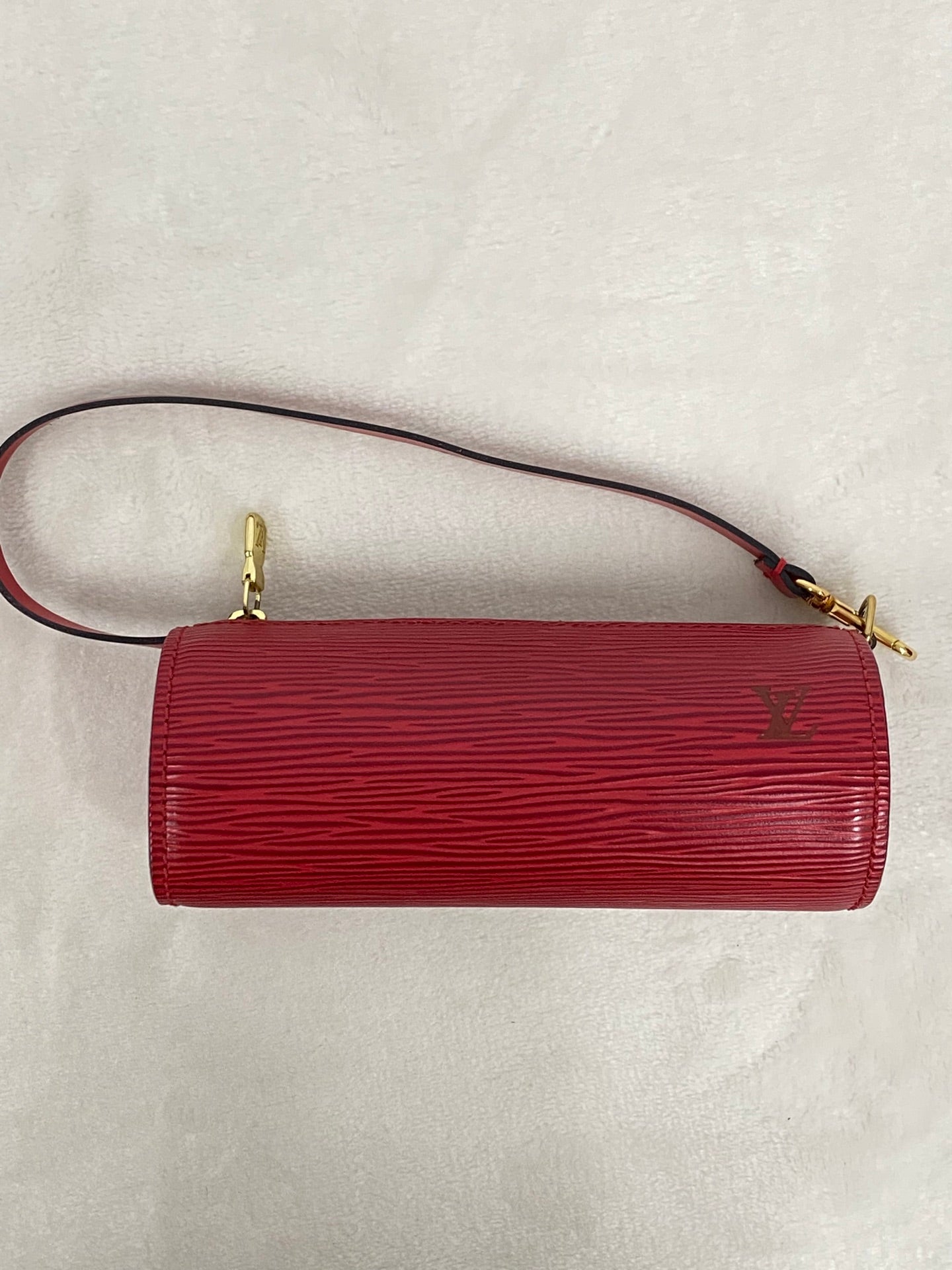 Louis Vuitton Soufflot Epi Handbag  Red Leather LV logo Engraved