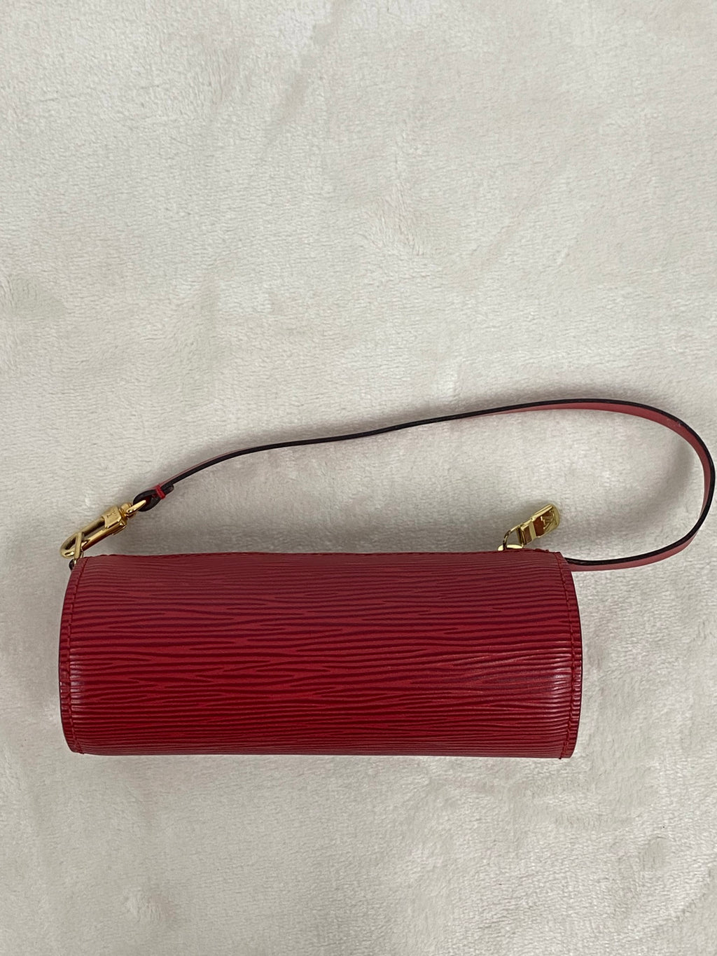 Louis Vuitton Soufflot Epi Handbag  Red Leather LV logo Engraved