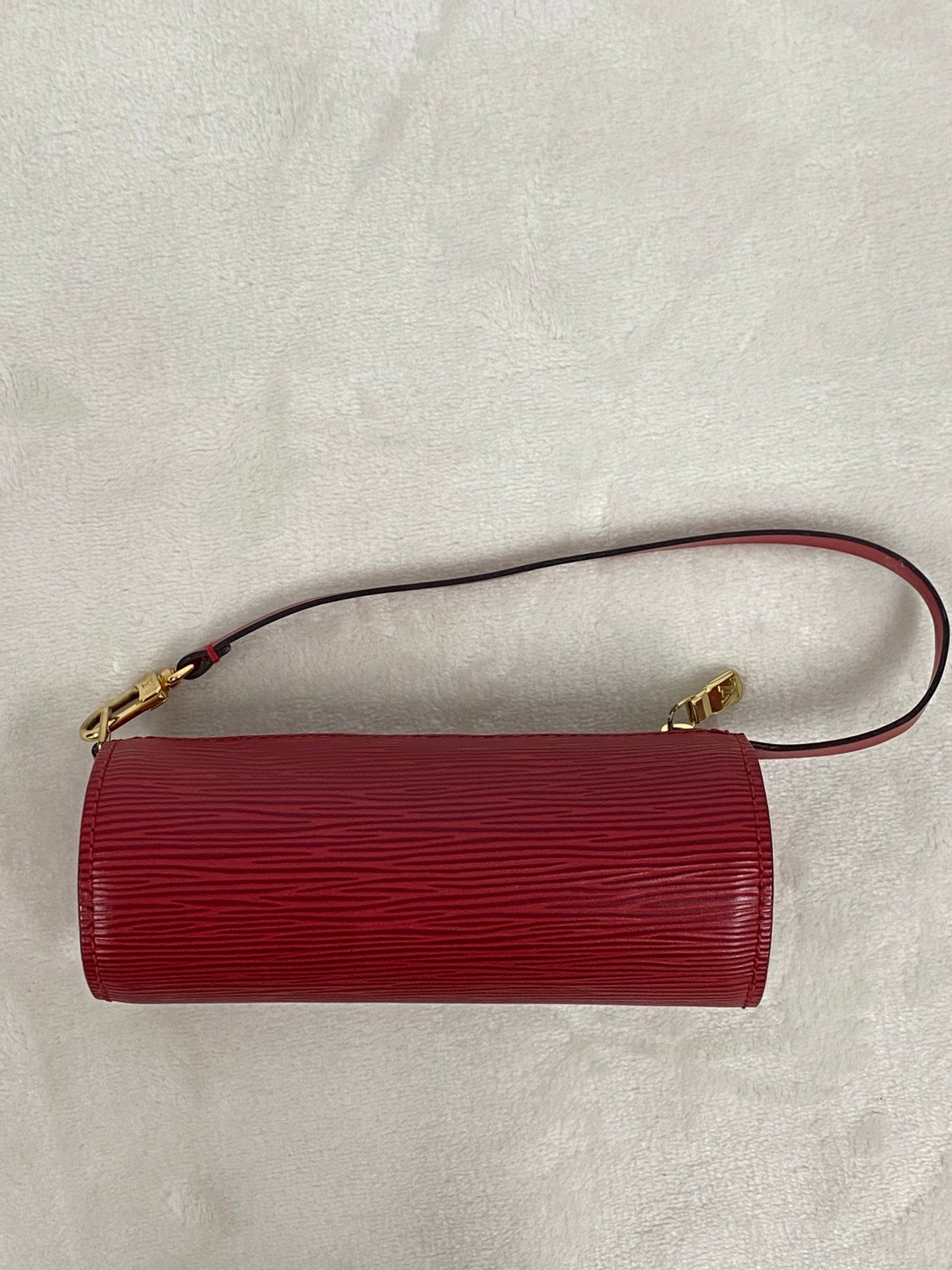 Louis Vuitton Soufflot Epi Handbag  Red Leather LV logo Engraved
