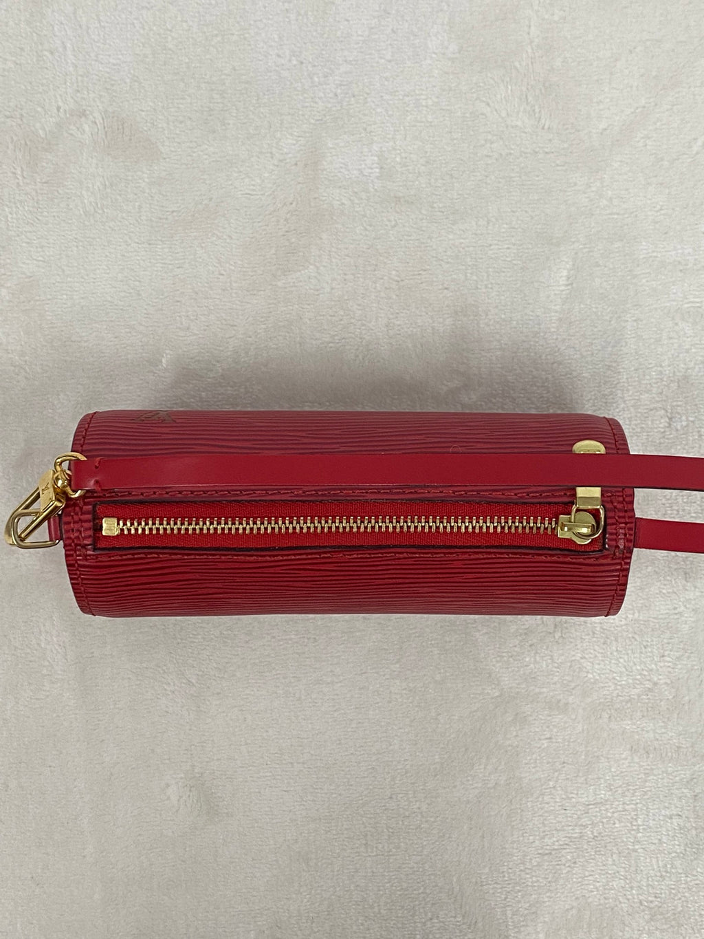 Louis Vuitton Soufflot Epi Handbag  Red Leather LV logo Engraved