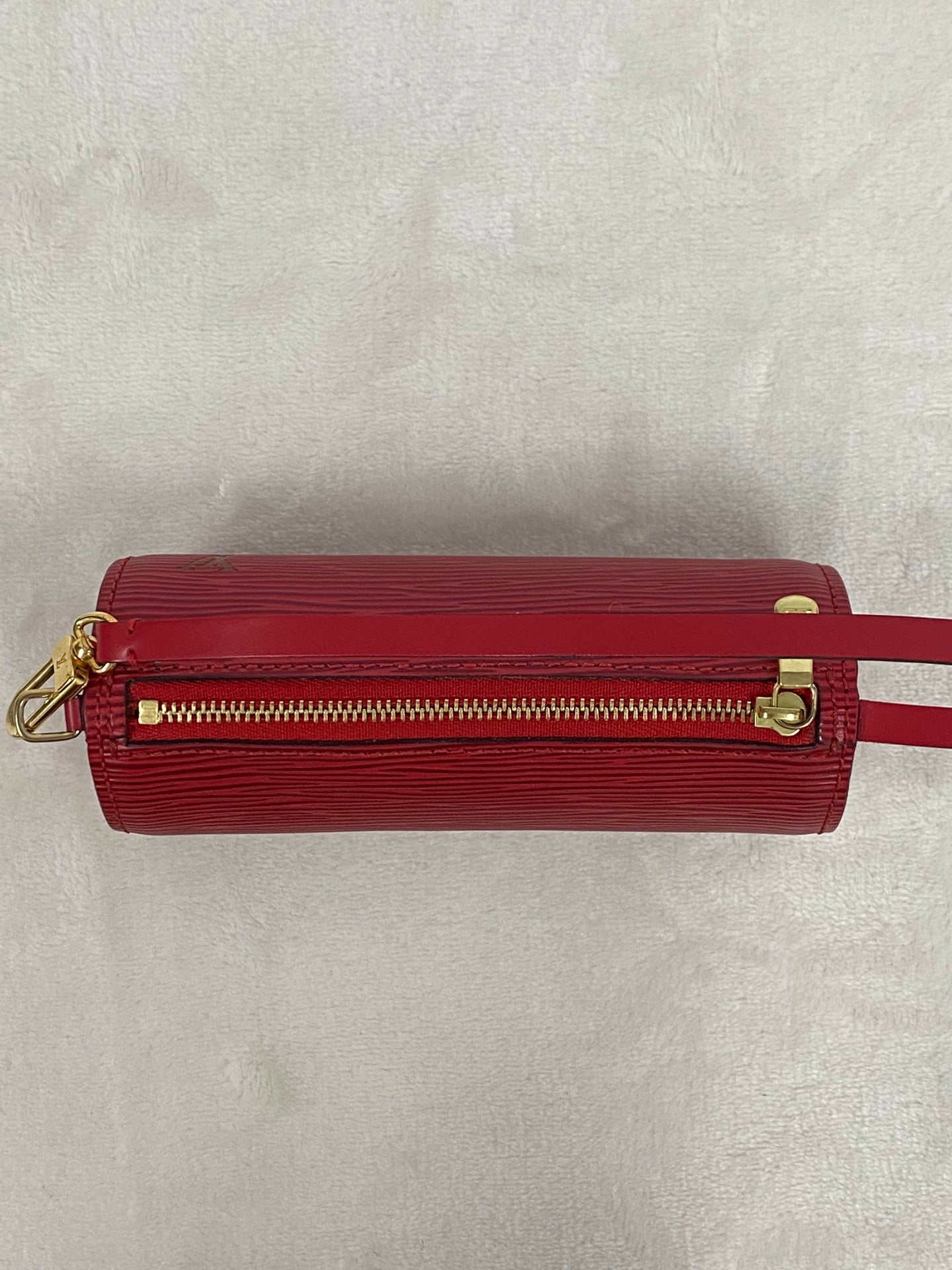 Louis Vuitton Soufflot Epi Handbag  Red Leather LV logo Engraved