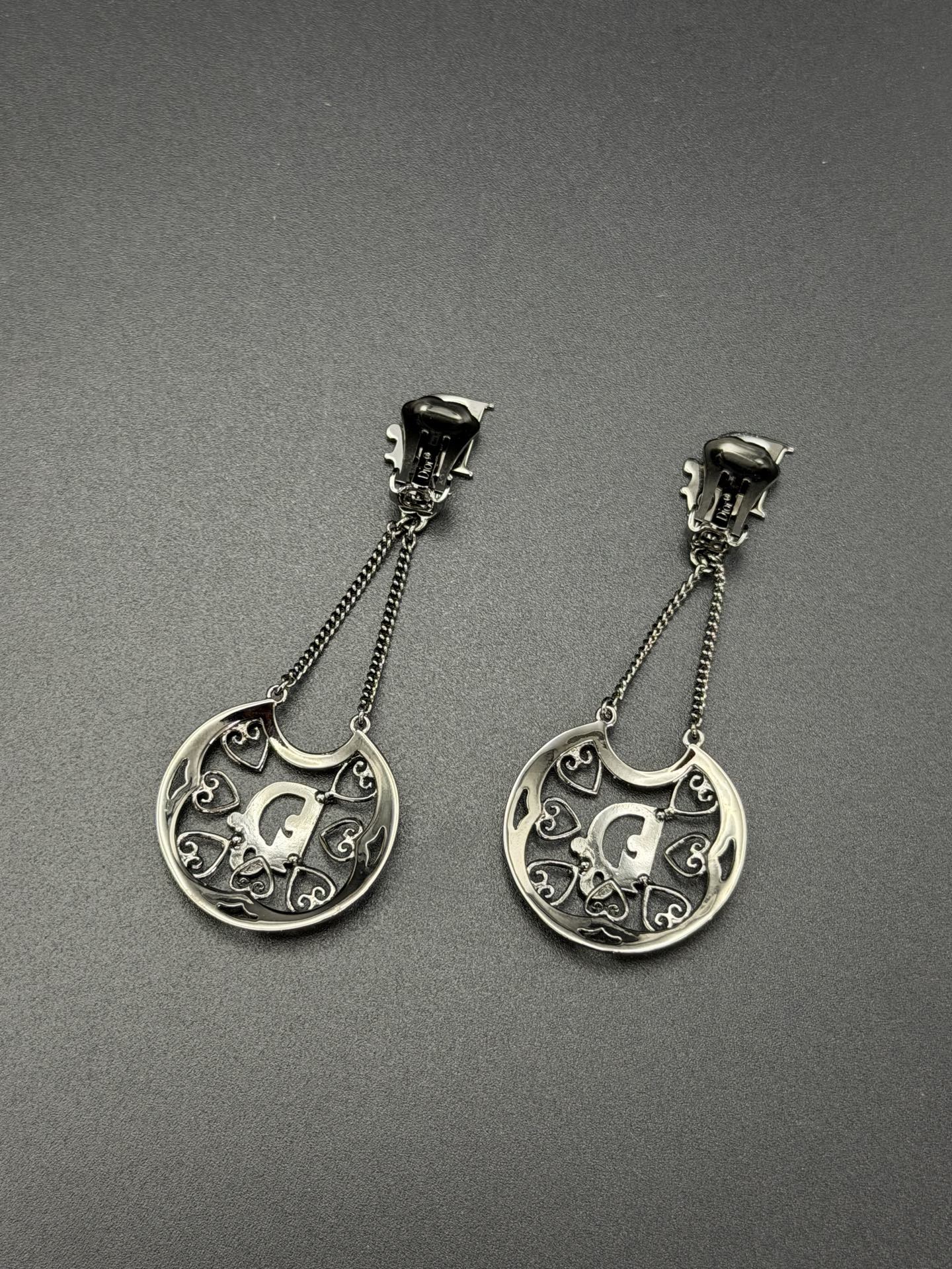 Christian Dior Vintage Heart Logo Drop Earrings