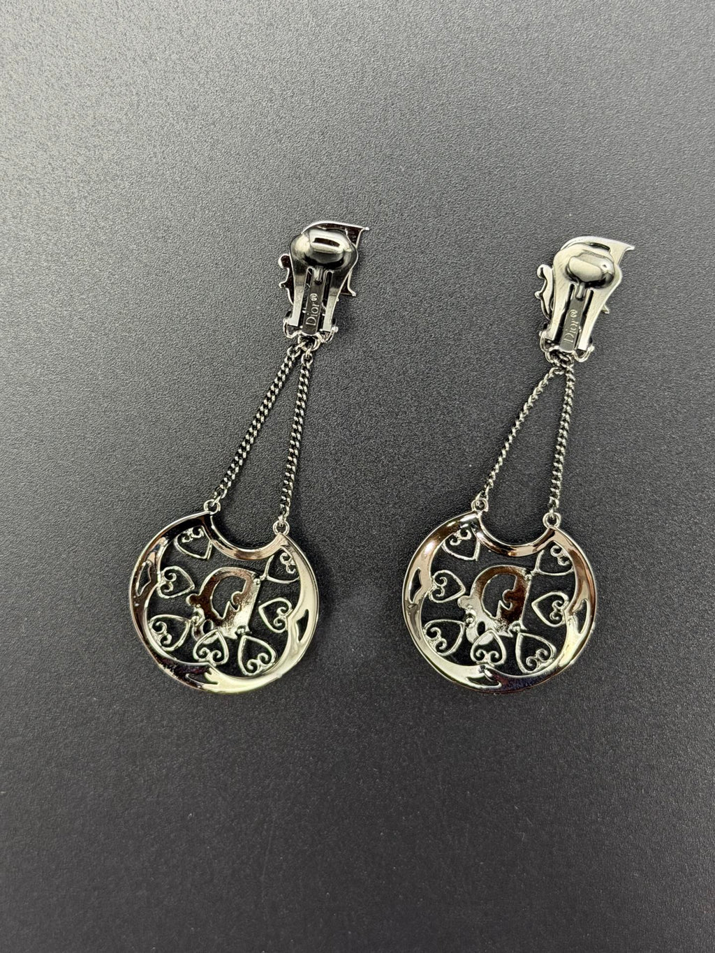 Christian Dior Vintage Heart Logo Drop Earrings