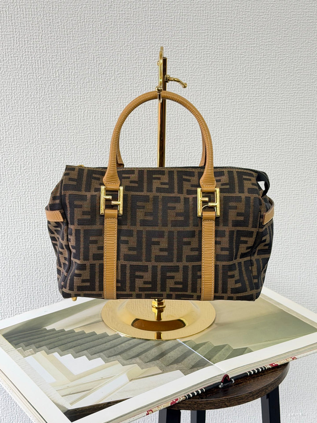 Fendi Zucca Canvas 2WAY Mini Boston Bag.