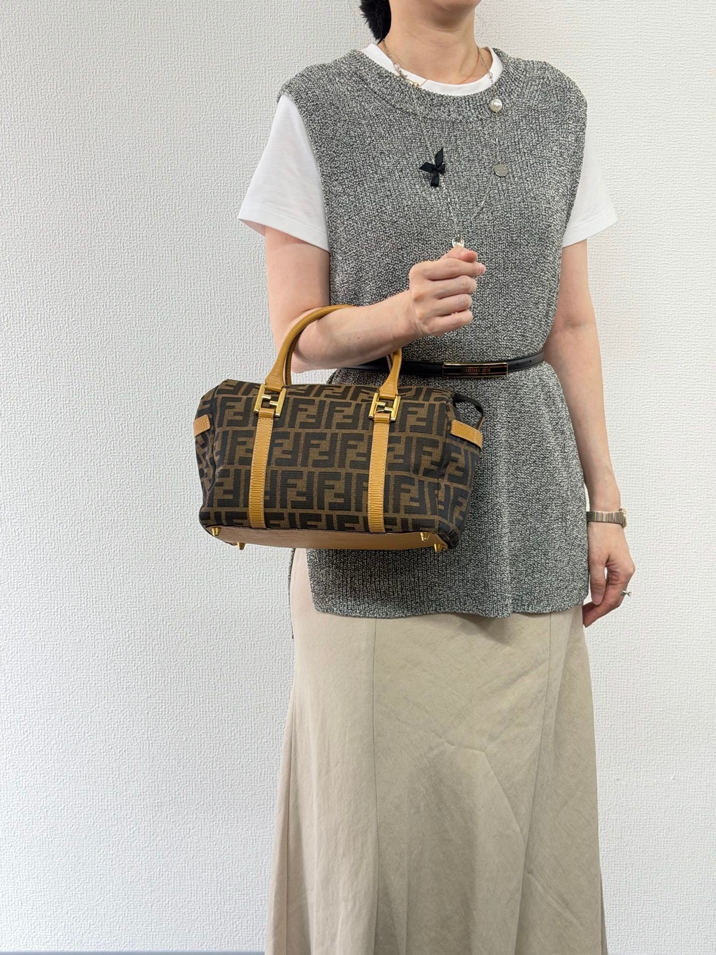 Fendi Zucca Canvas 2WAY Mini Boston Bag.