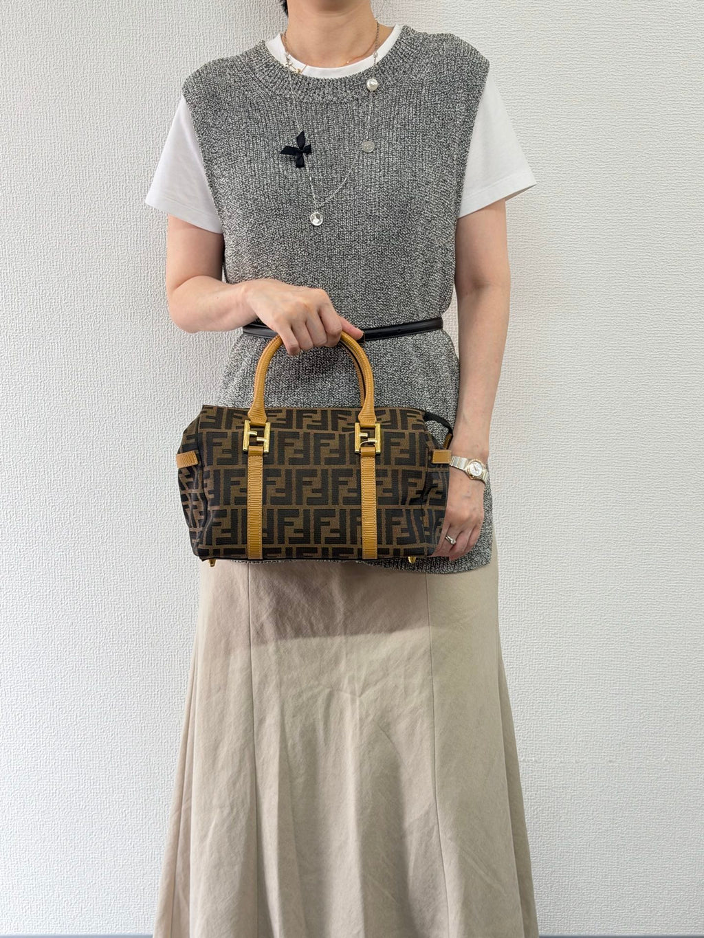 Fendi Zucca Canvas 2WAY Mini Boston Bag.