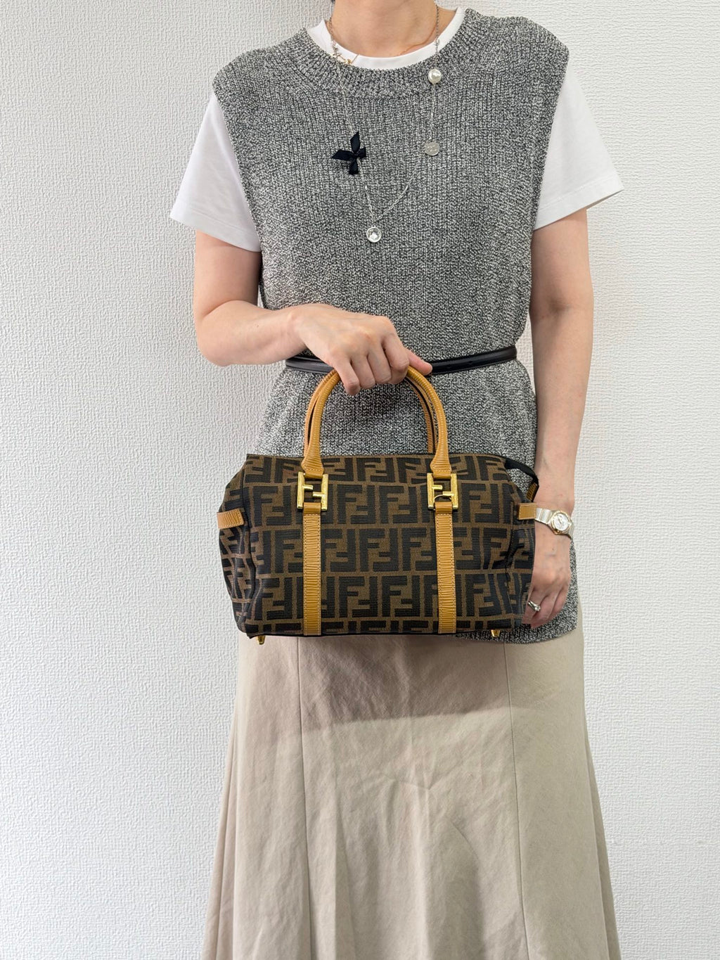 Fendi Zucca Canvas 2WAY Mini Boston Bag.