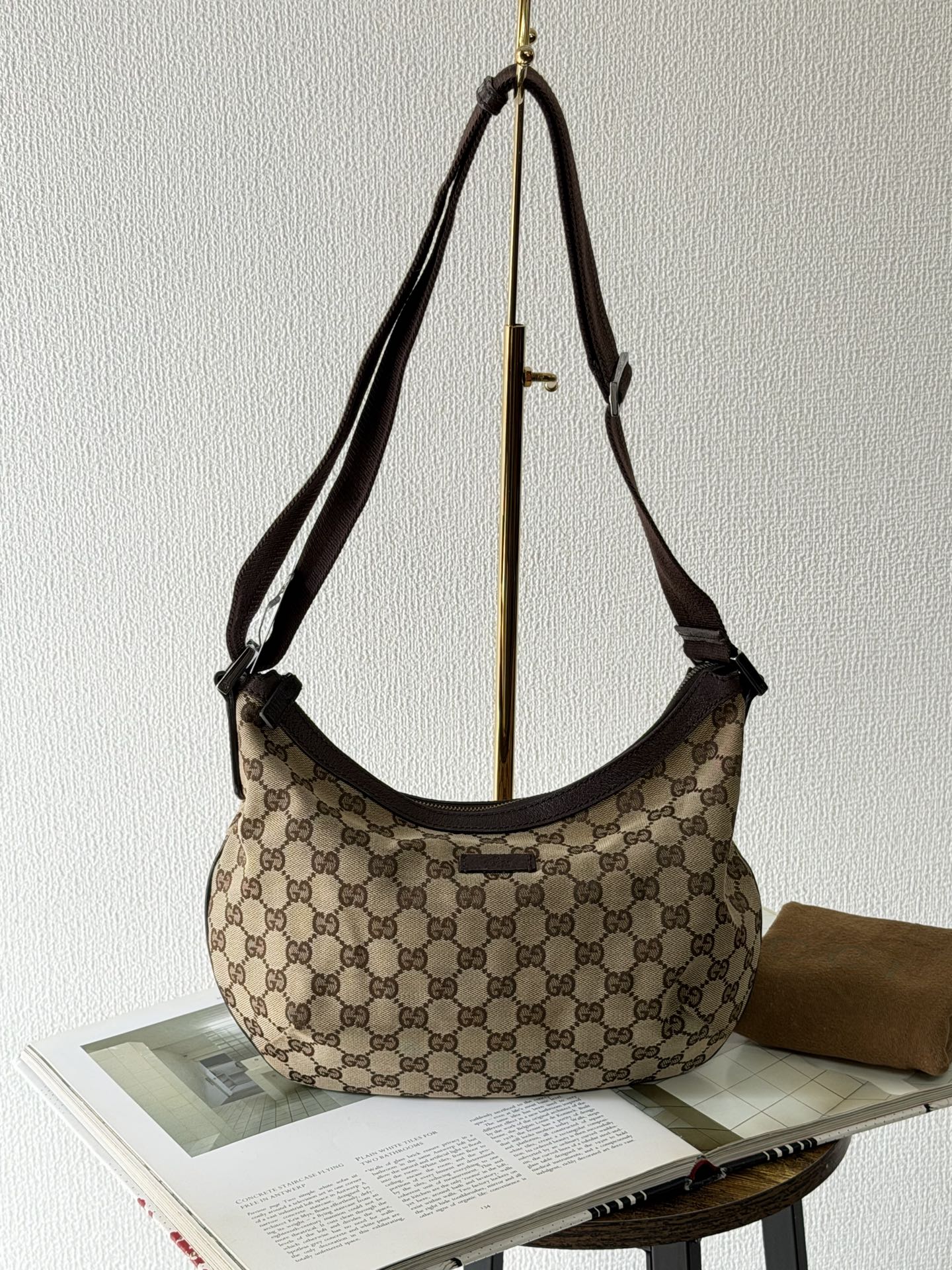 Gucci GG Canvas Half Moon Shoulder Bag