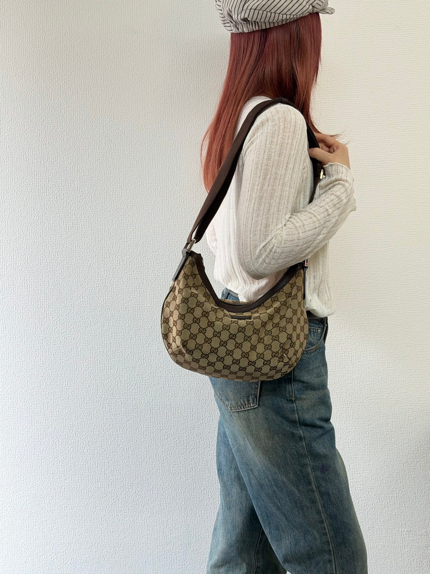 Gucci GG Canvas Half Moon Shoulder Bag