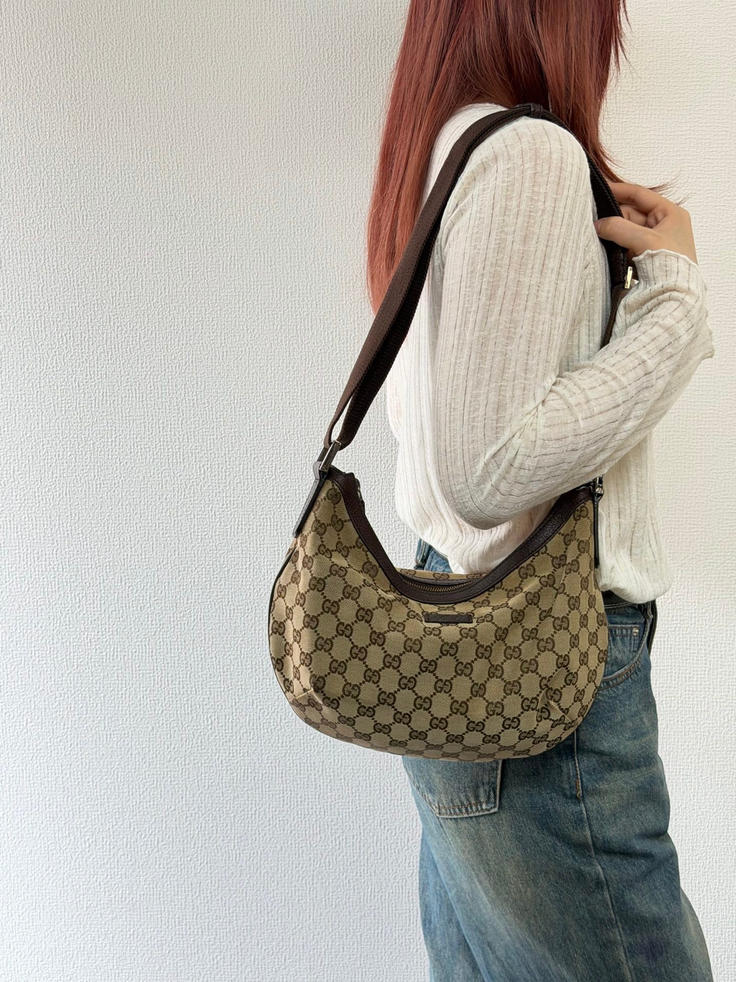 Gucci GG Canvas Half Moon Shoulder Bag