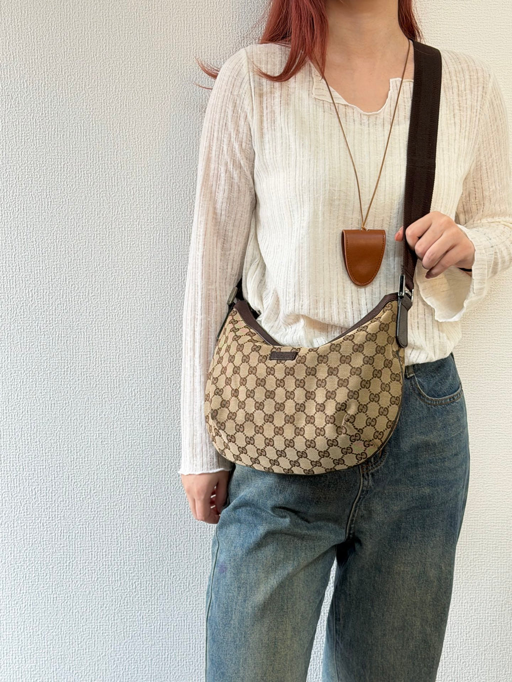 Gucci GG Canvas Half Moon Shoulder Bag
