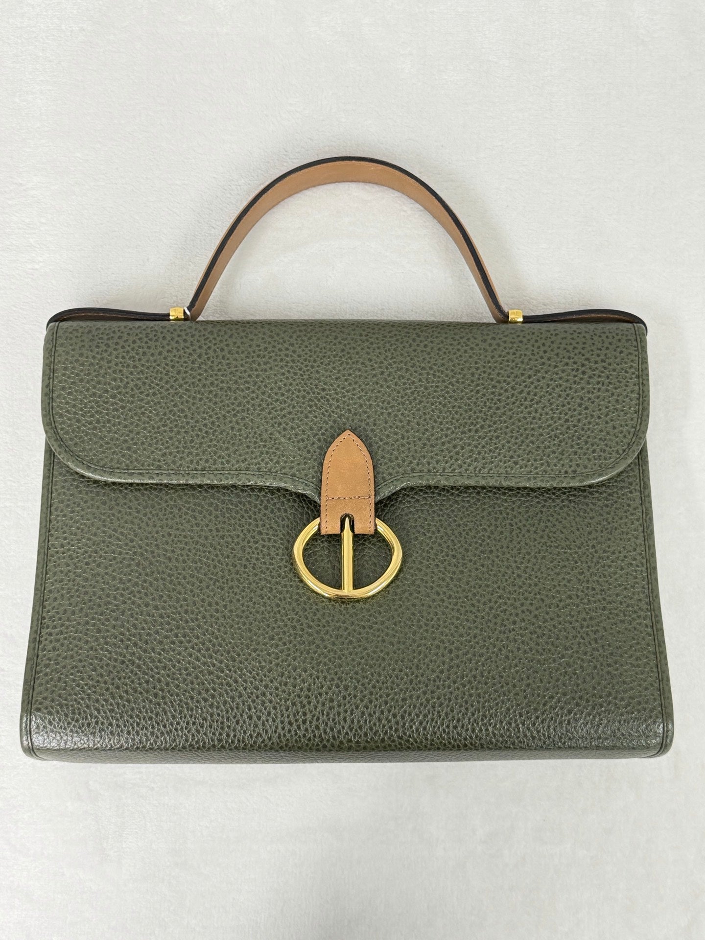 Christian Dior Equestrian Grained Leather Top Handle Flap Bag