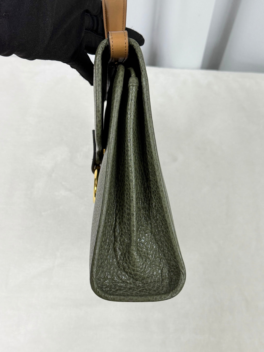 Christian Dior Equestrian Grained Leather Top Handle Flap Bag