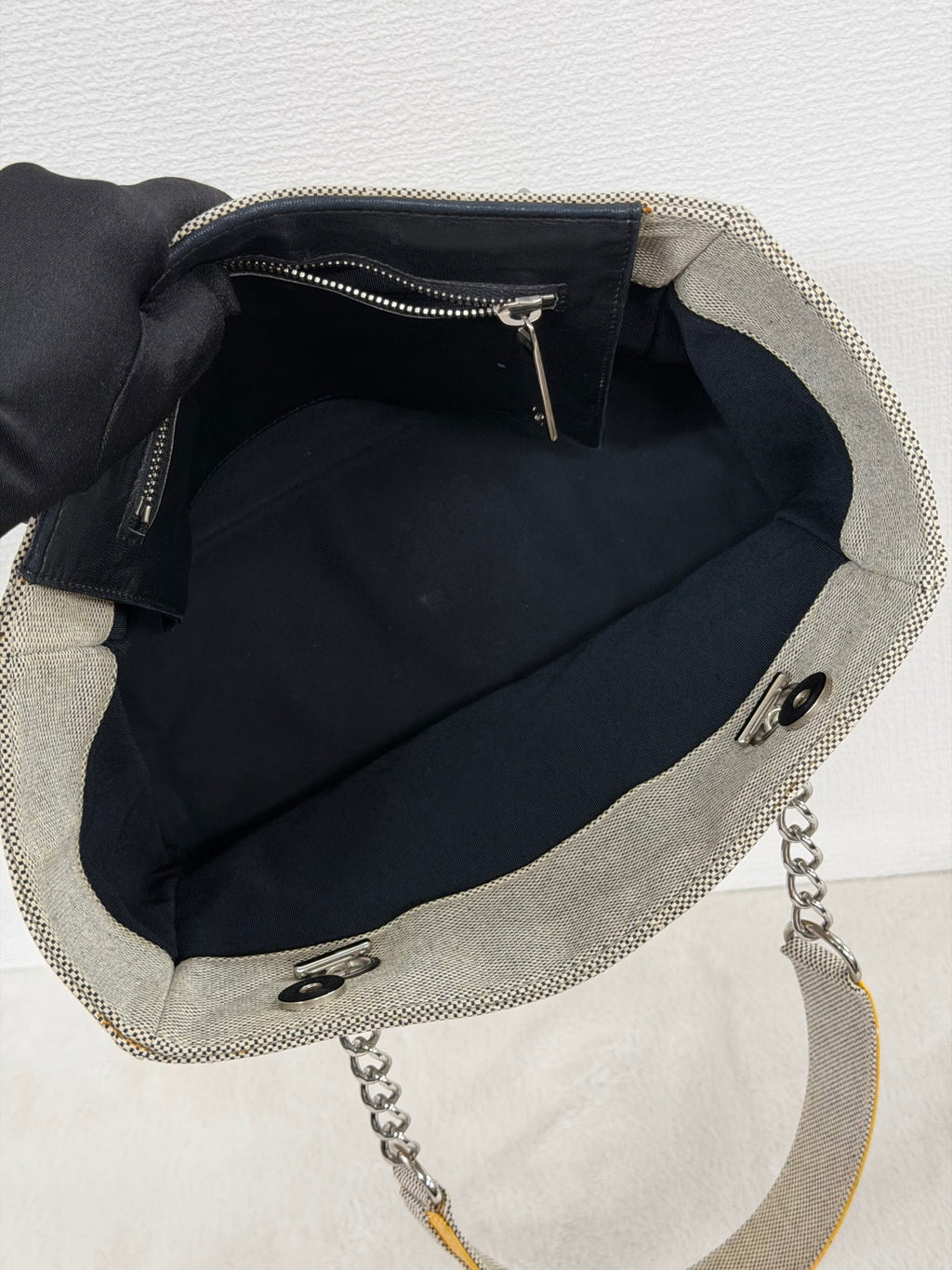 CHANEL Chocolate Bar Camellia No. 5 Canvas Chain Tote Bag