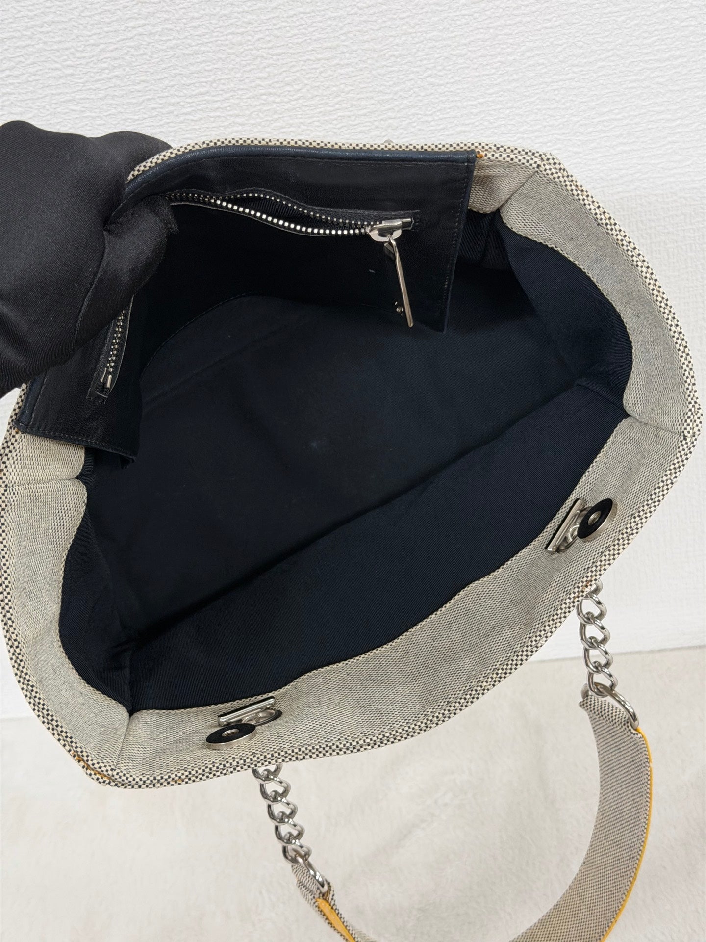 CHANEL Chocolate Bar Camellia No. 5 Canvas Chain Tote Bag
