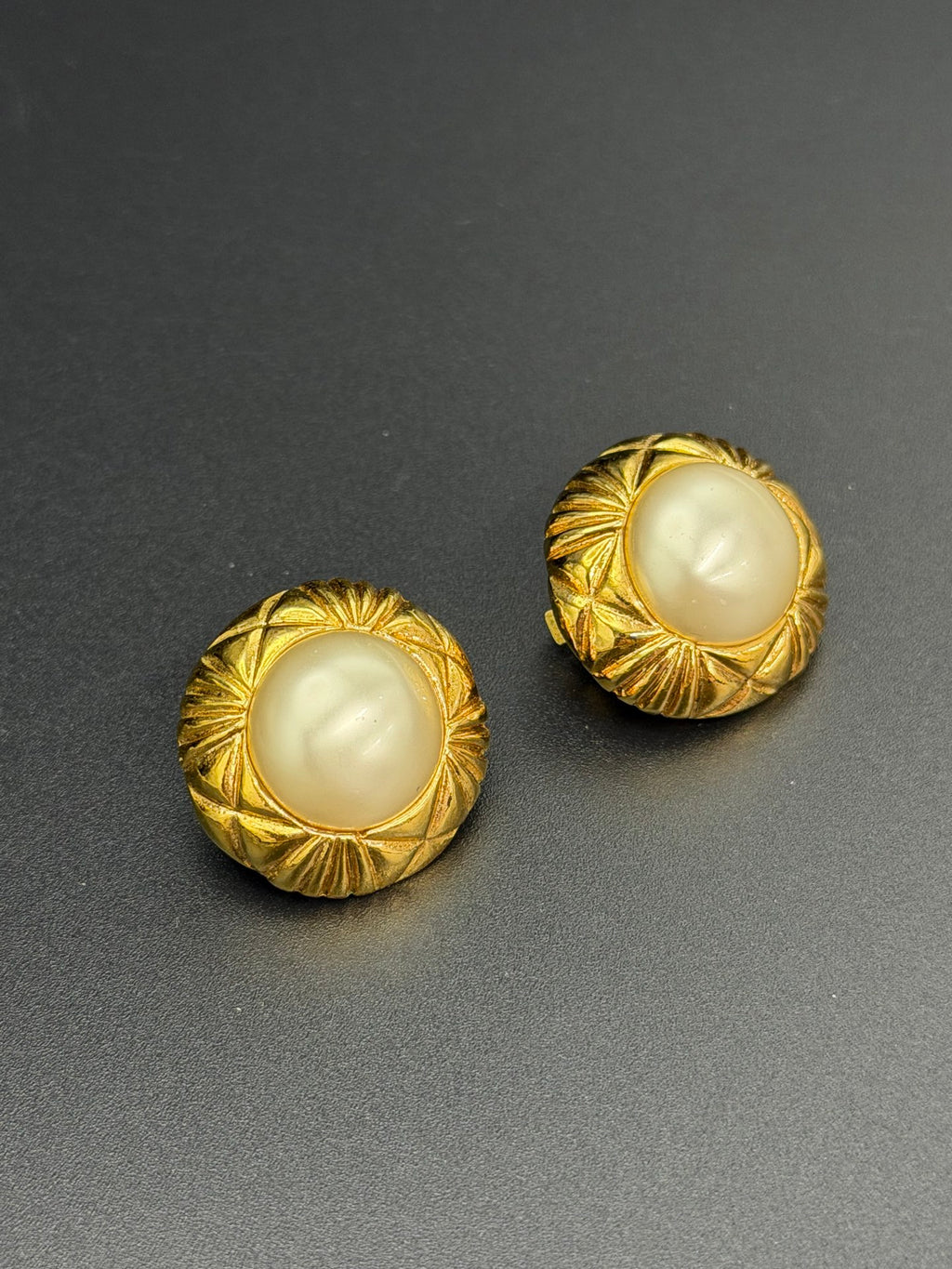 CHANEL Pearl Ear Clips