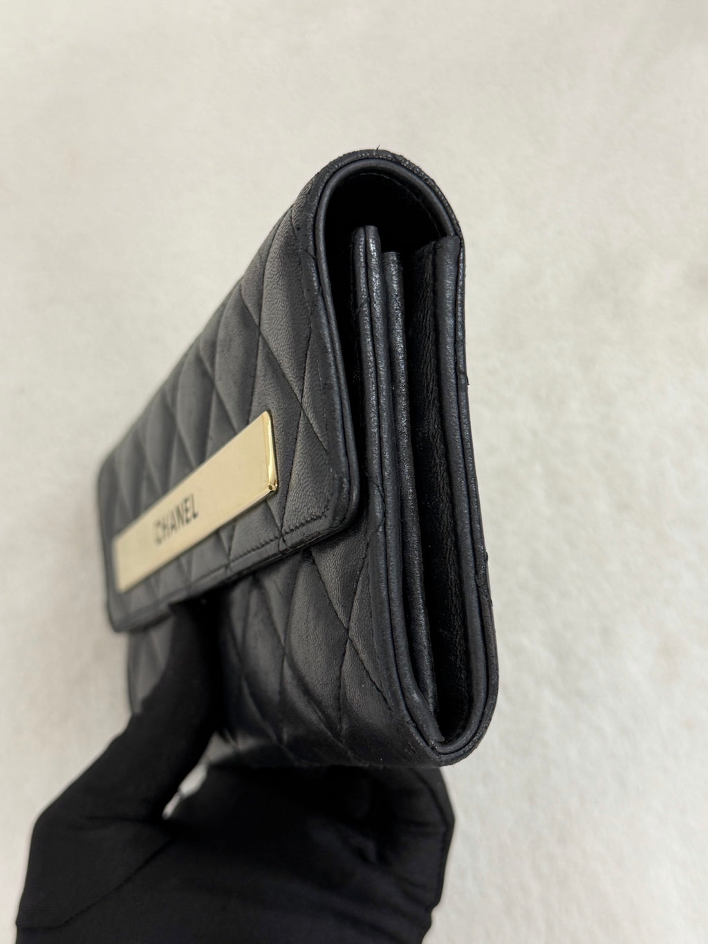 CHANEL Quilted Bifold Leather Wallet