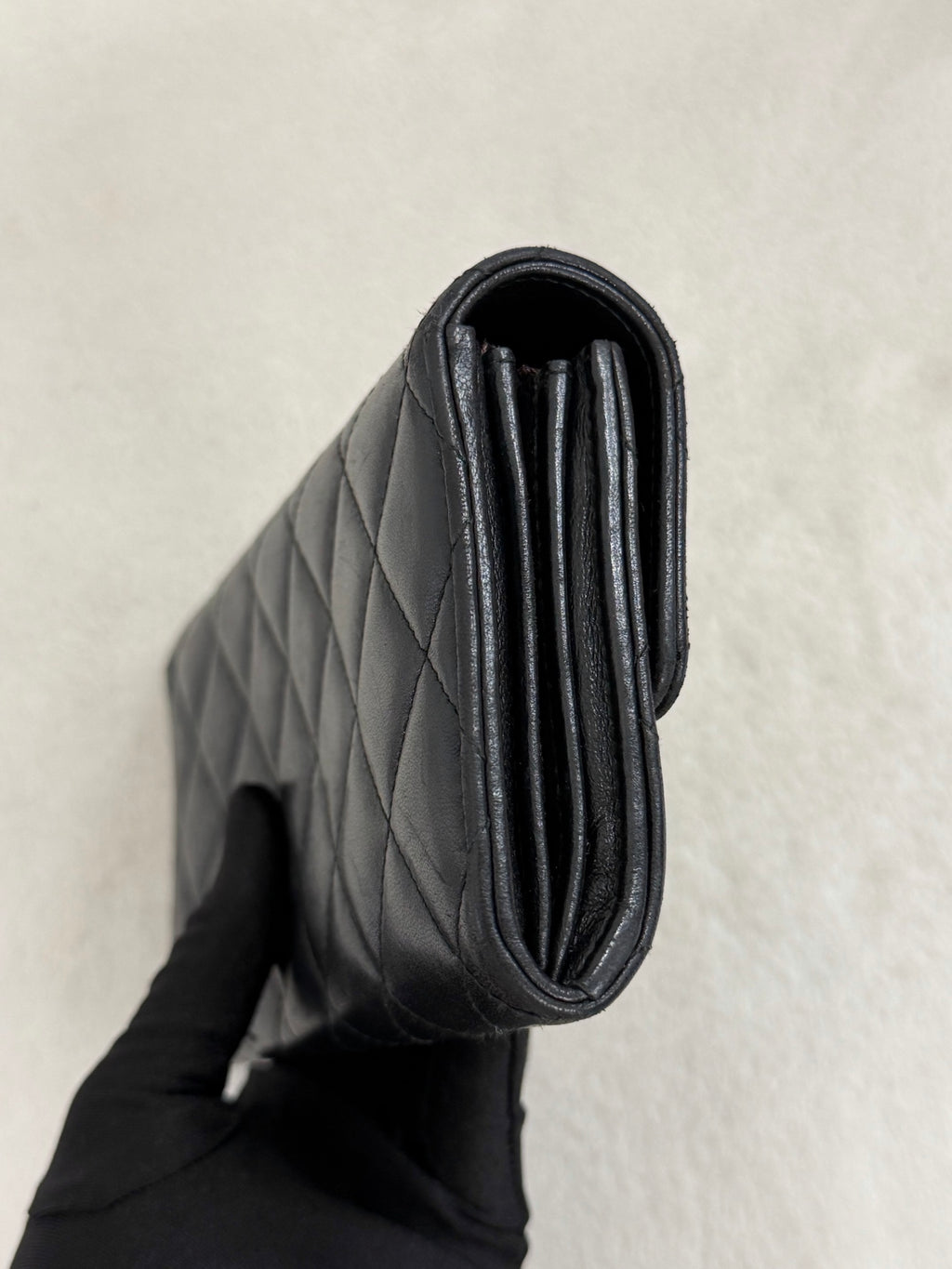 CHANEL Quilted Bifold Leather Wallet