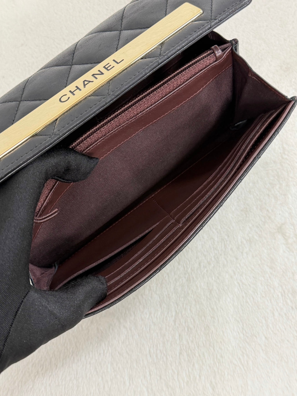 CHANEL Quilted Bifold Leather Wallet