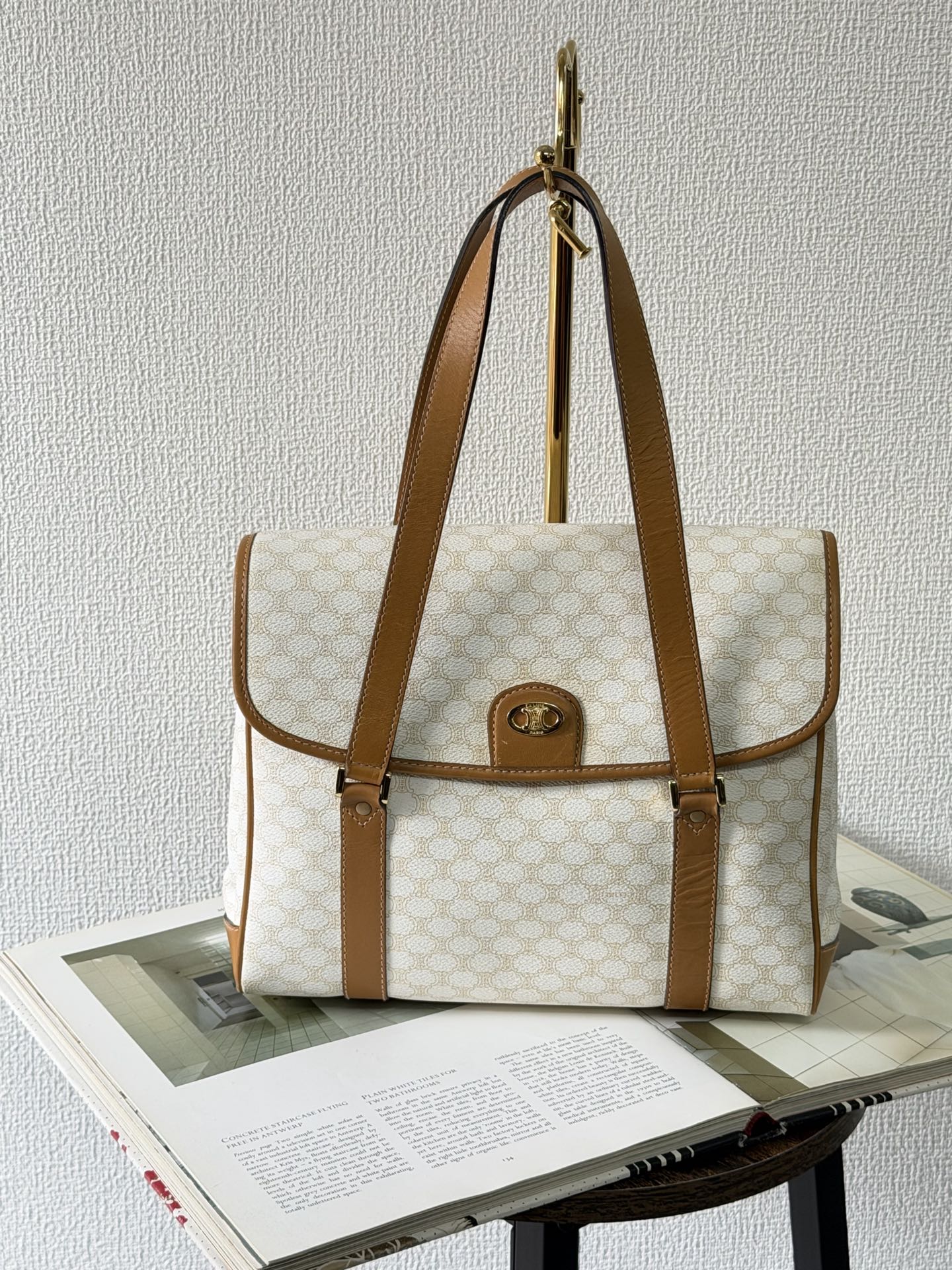 Celine White Macadam Shoulder Bag