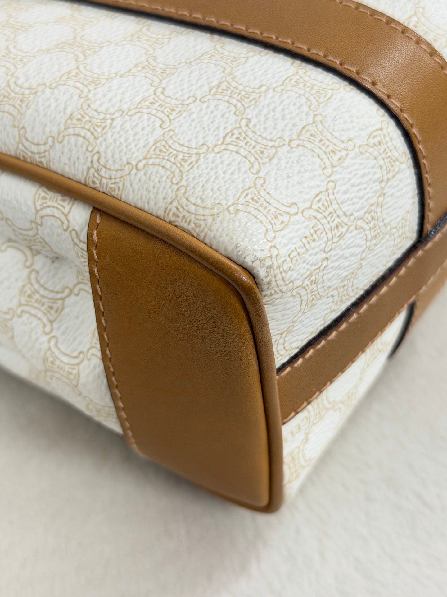 Celine White Macadam Shoulder Bag