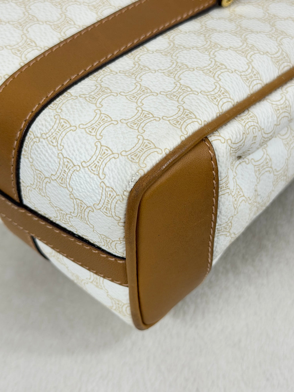 Celine White Macadam Shoulder Bag