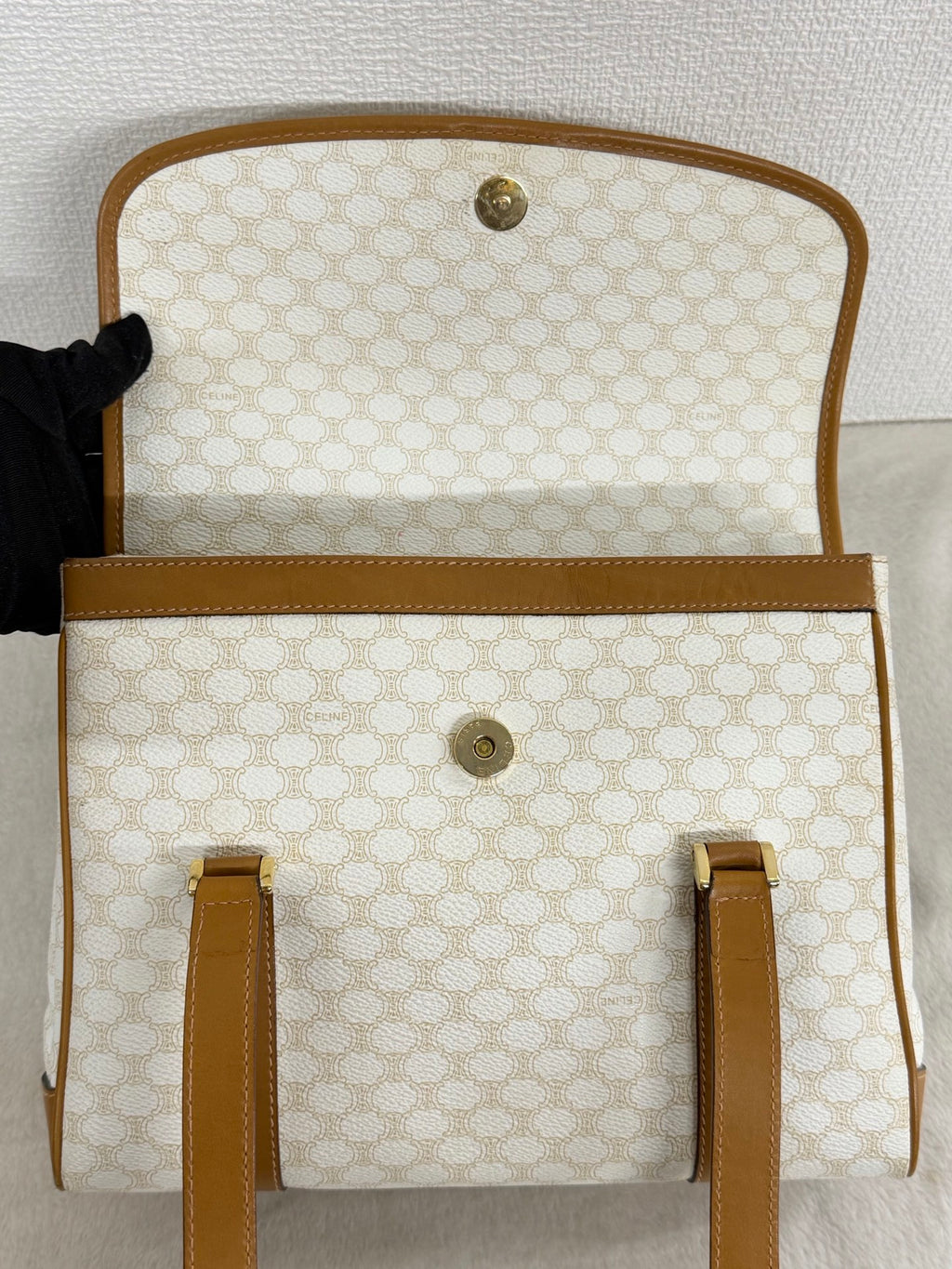 Celine White Macadam Shoulder Bag