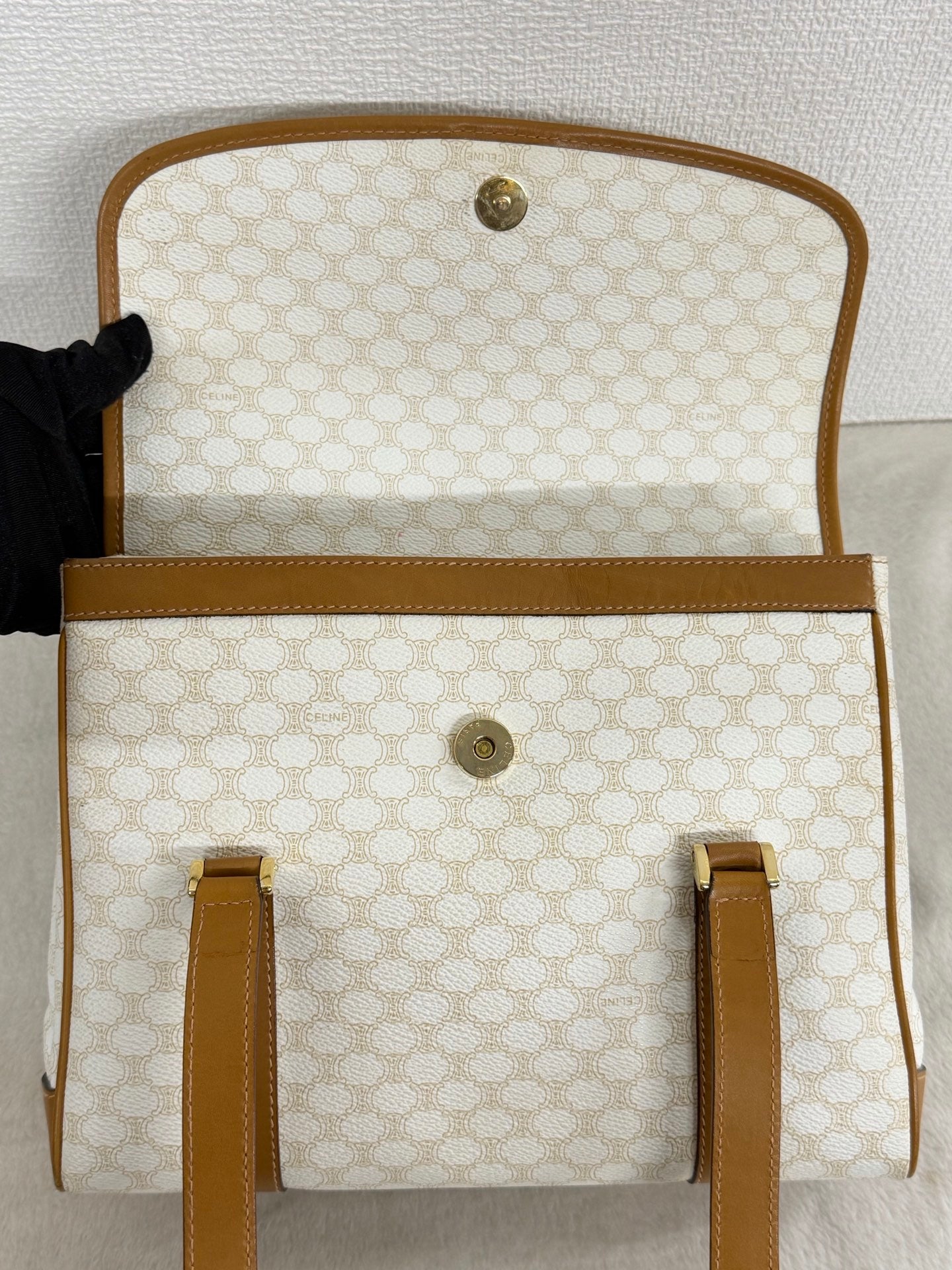 Celine White Macadam Shoulder Bag