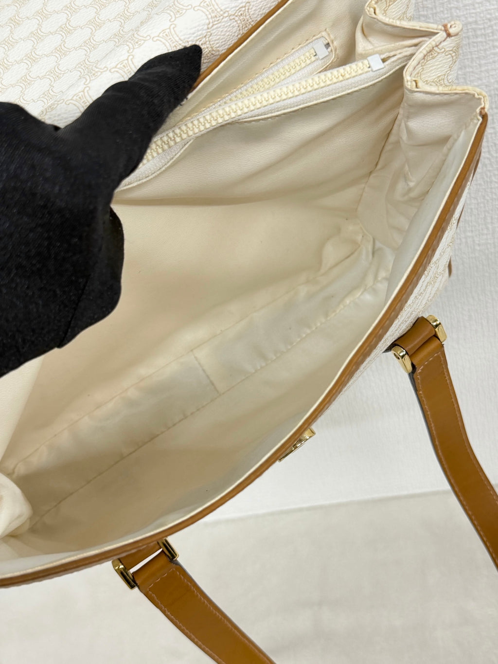 Celine White Macadam Shoulder Bag