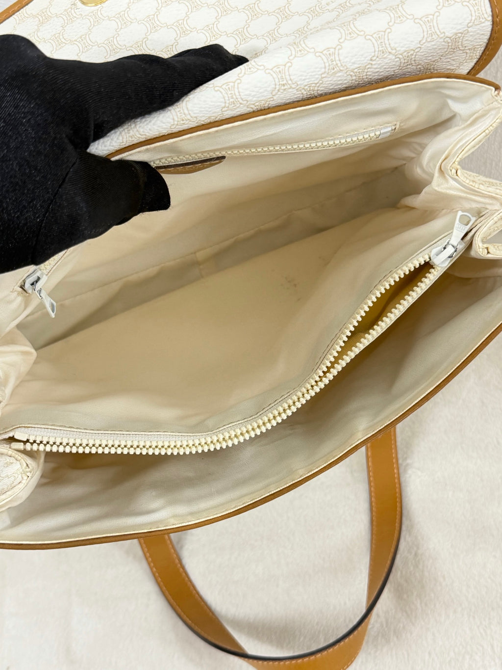 Celine White Macadam Shoulder Bag