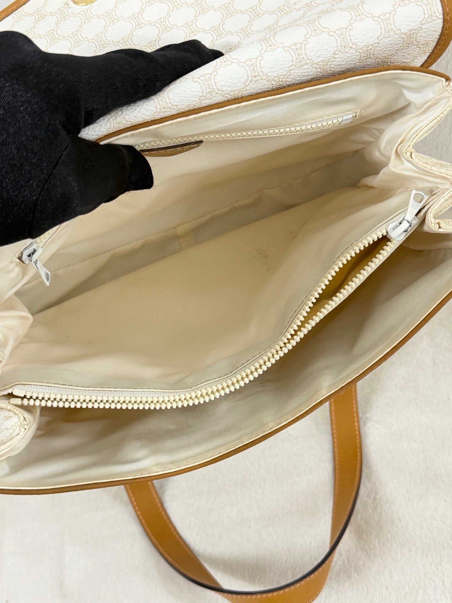 Celine White Macadam Shoulder Bag